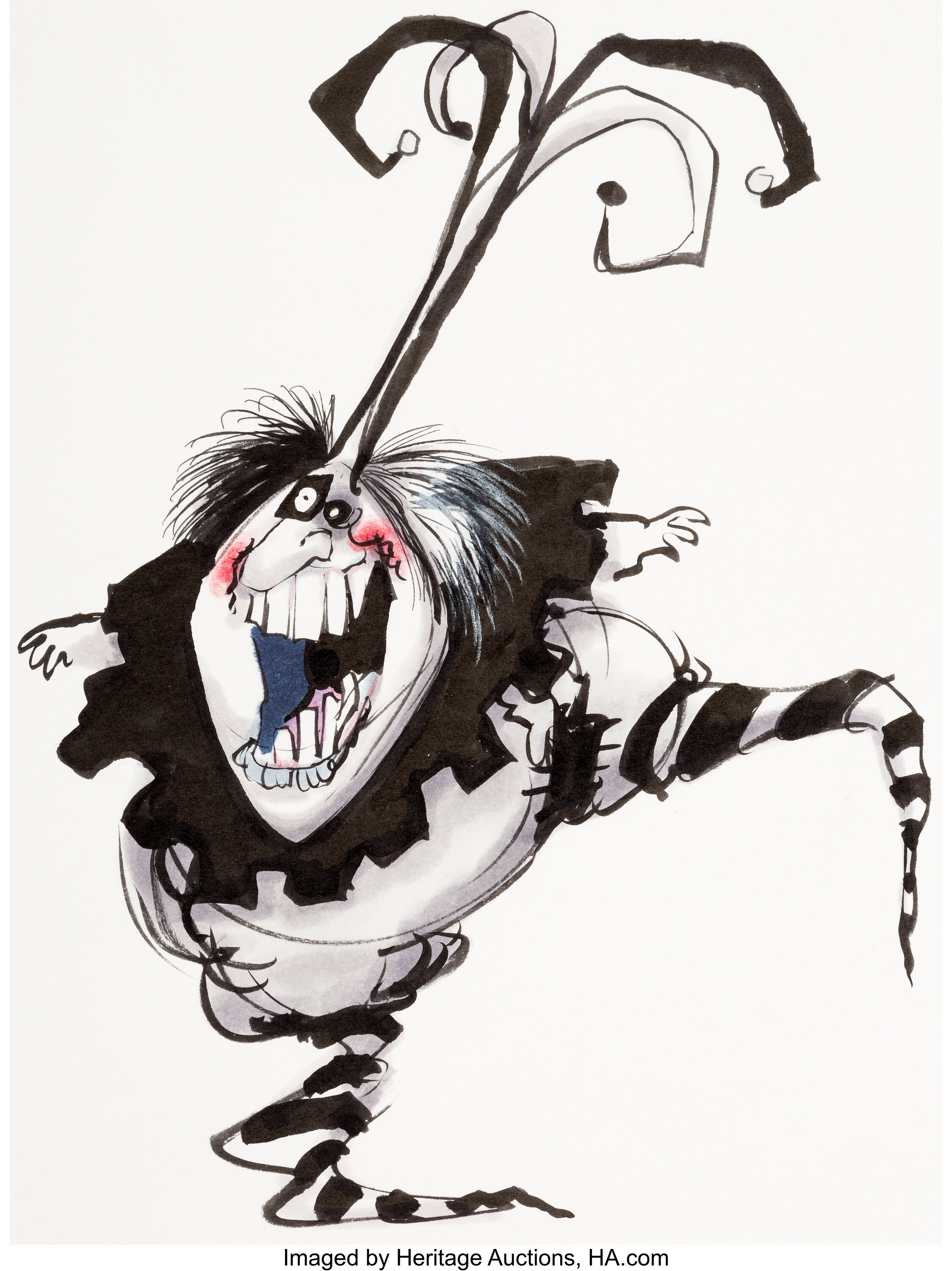 Tim Burton The Black Cauldron Court Jester Concept Drawing (Walt Lot