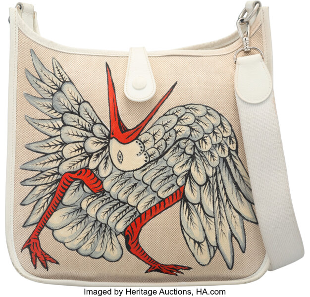 Hermes Evelyne PM Shoulder Bag Purse in White Epsom Leather