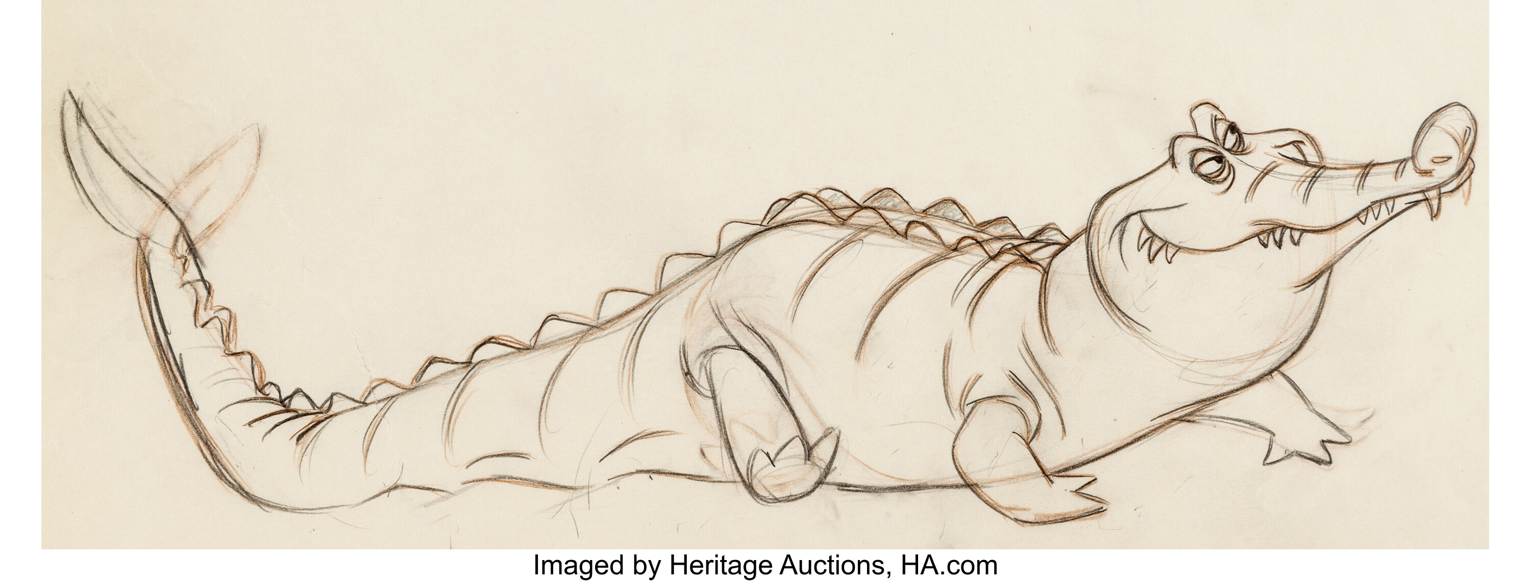 Peter Pan Crocodile Animation Drawing (Walt Disney, 1953). ... | Lot ...