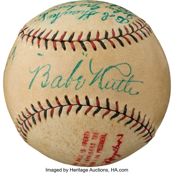 Sold at Auction: 1927 BABE RUTH SIGNED BASEBALL NEW YORK YANKEES