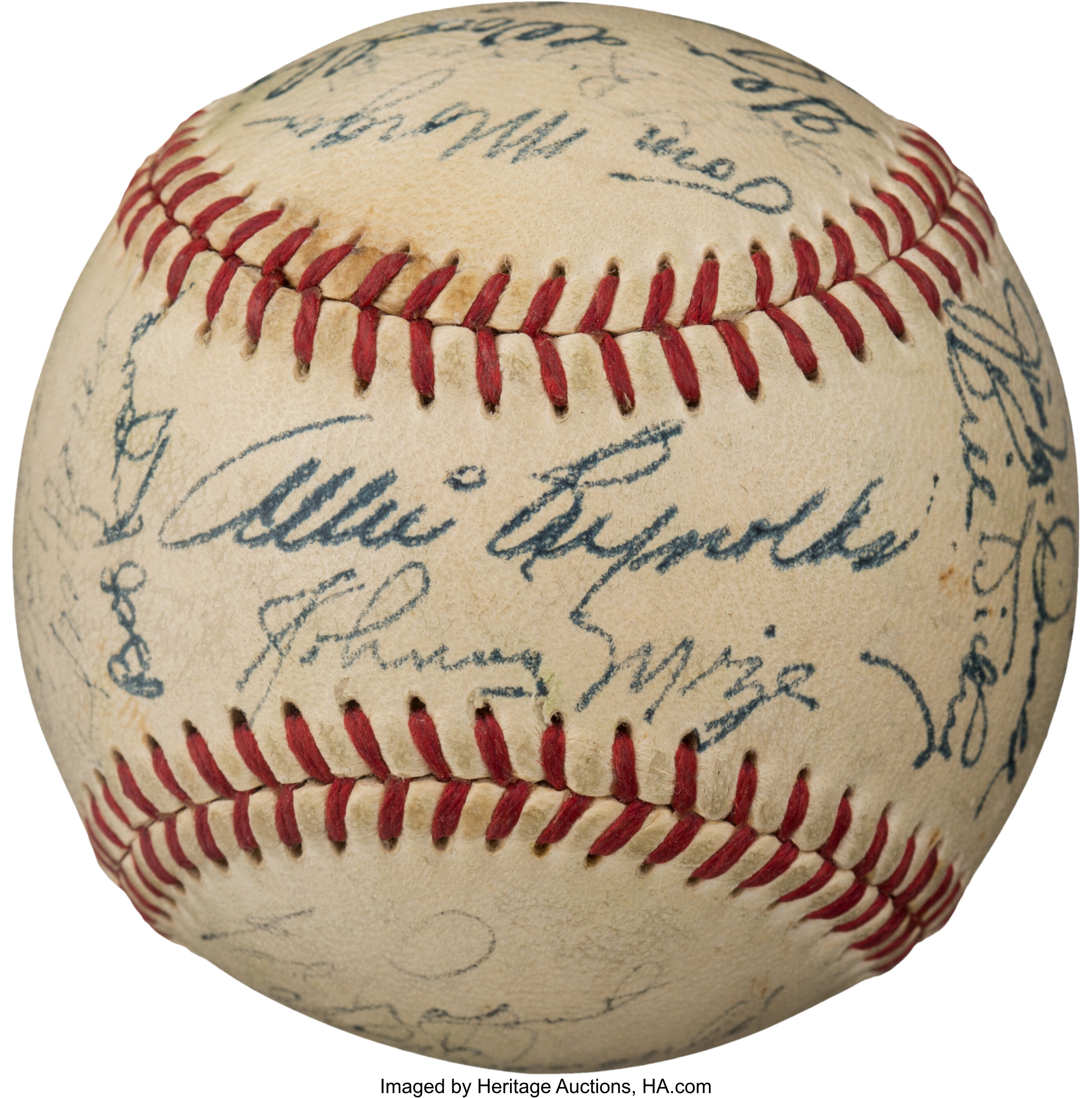 1951 New York Yankees Team-Signed Baseball Mantle & DiMaggio Signature