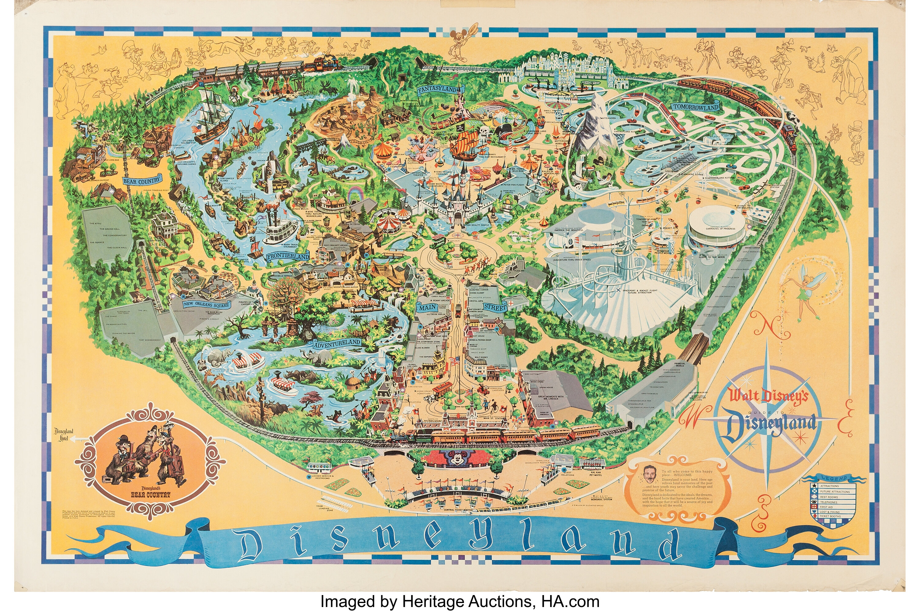 Disneyland Fun Map Bear Country Edition Walt Disney 1972 Lot Heritage Auctions