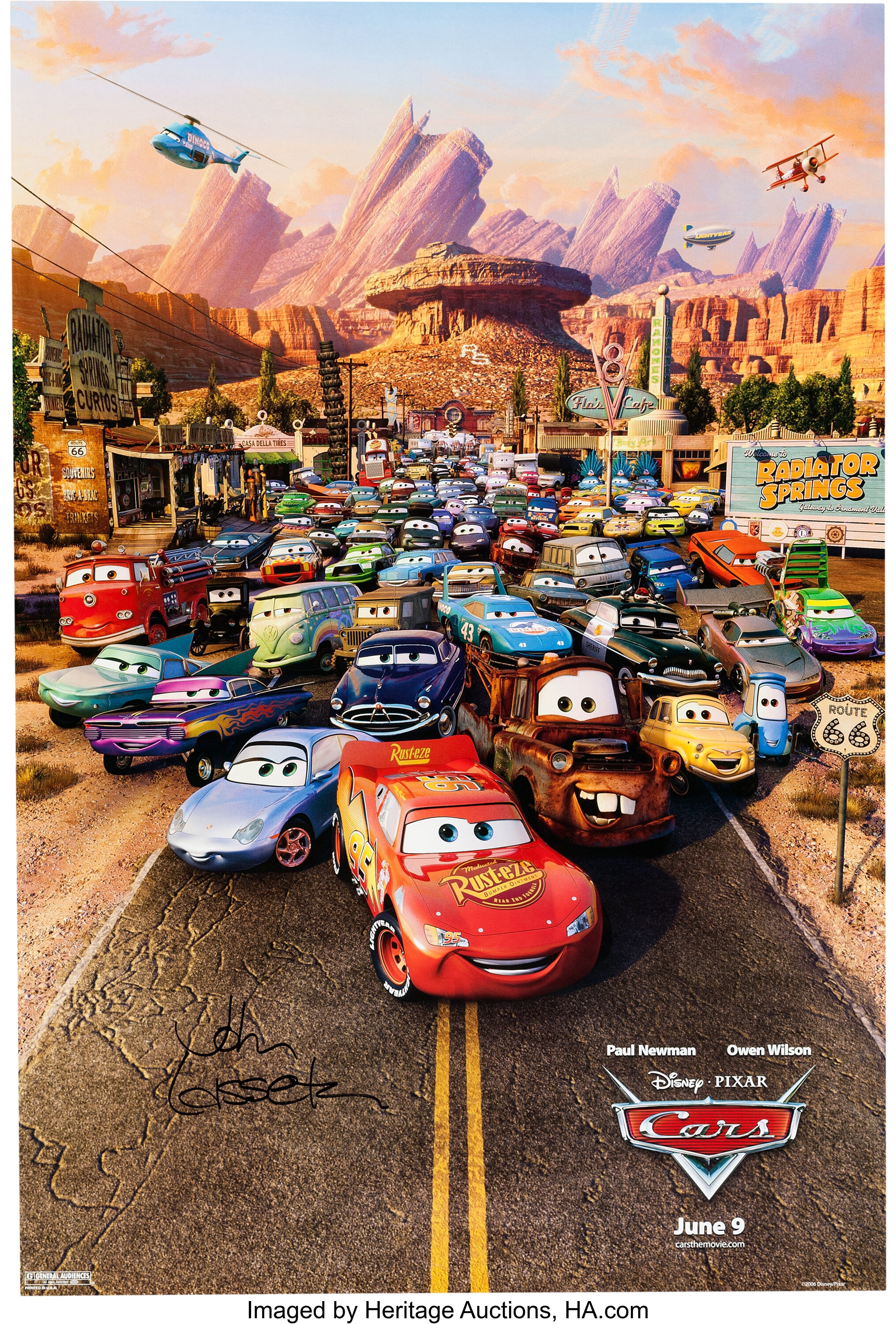 Cars Theatrical Poster Signed By John Lasseter Group Of 2 Lot Heritage Auctions