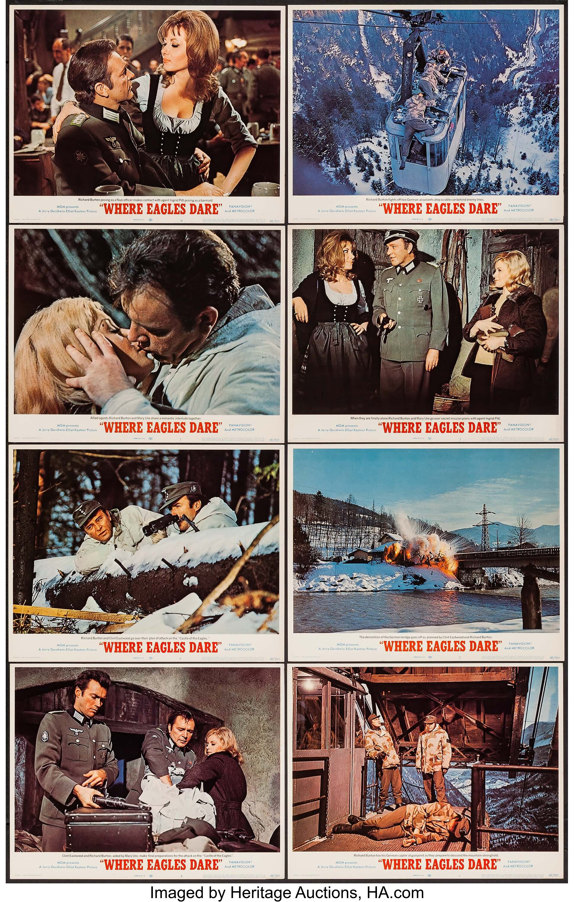 Where Eagles Dare Mgm 1968 Lobby Card Set Of 8 11 X 14 Lot 52479 Heritage Auctions 1216