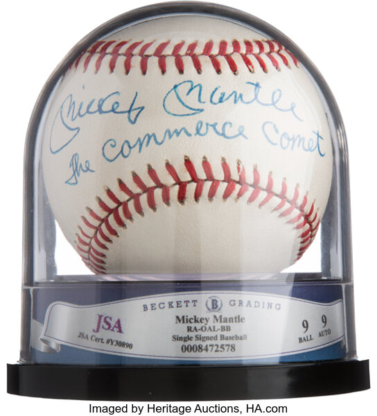 Mickey Mantle Autographed Baseball Inscribed The Commerce Comet