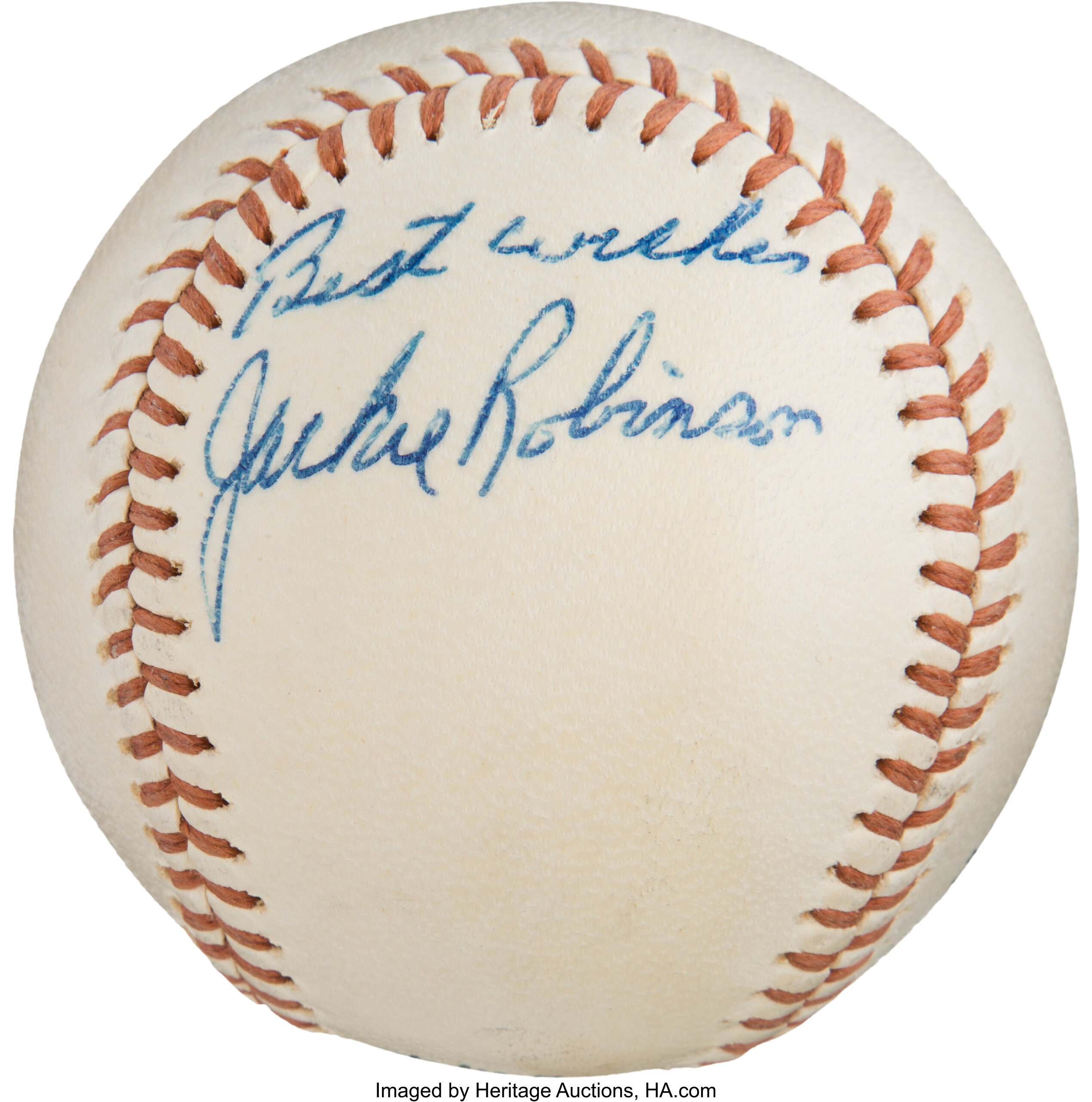 Jackie Robinson Signed Baseball Inscribed Best Wishes (JSA LOA)