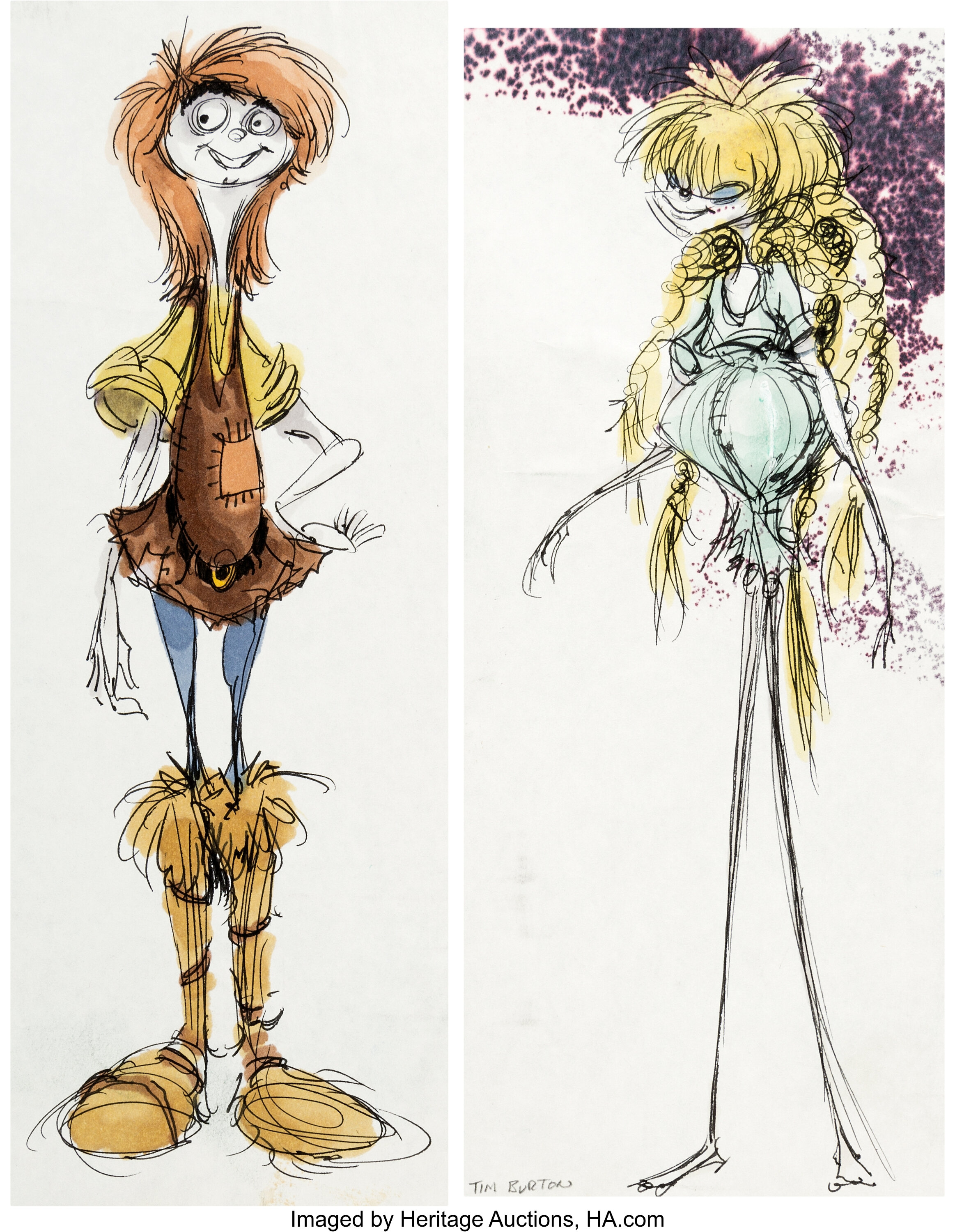 Tim Burton The Black Cauldron Character Design Concept Art Group of