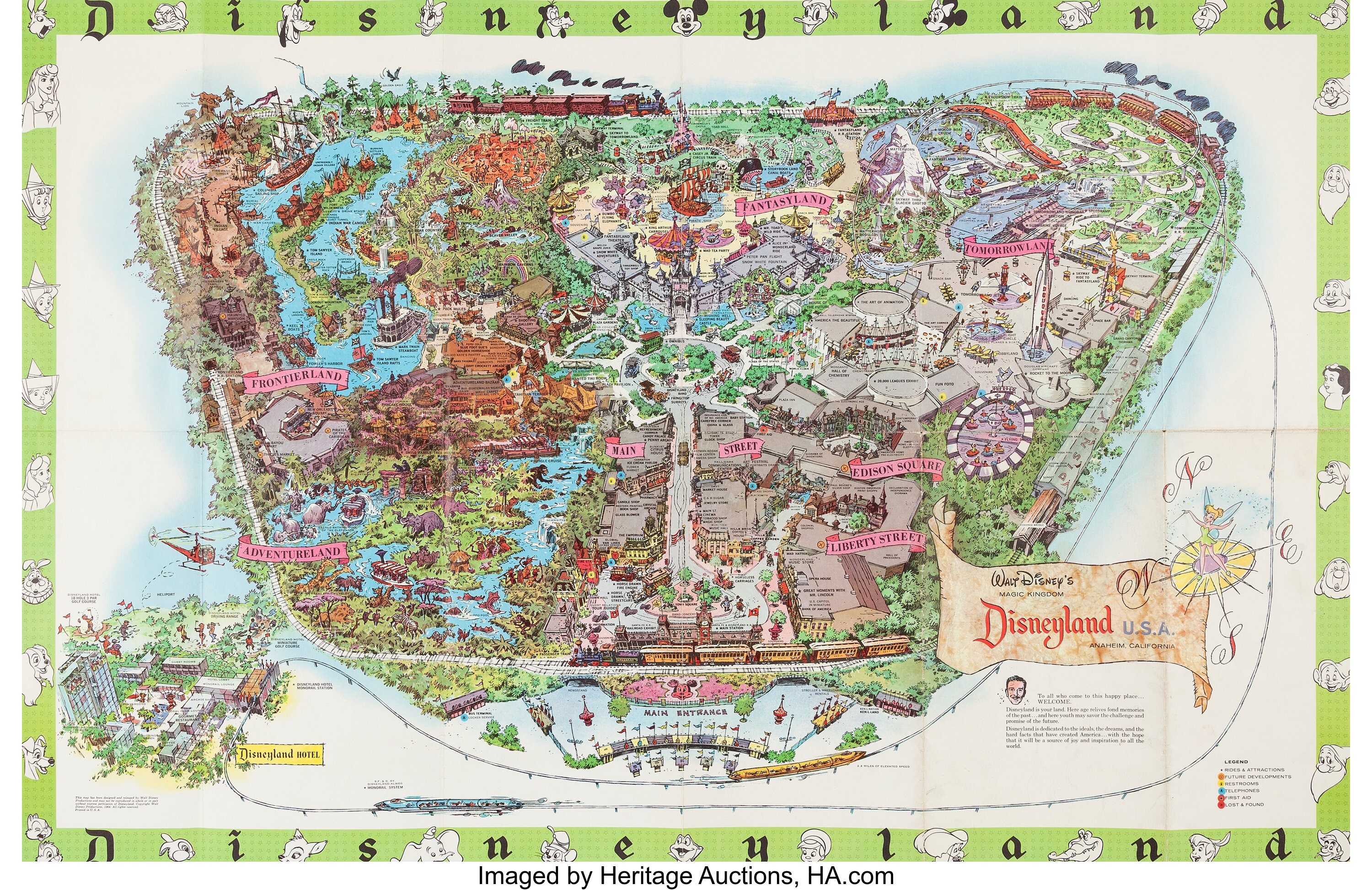 Disneyland Fun Map Walt Disney 1964 Memorabilia Disney Lot Heritage Auctions