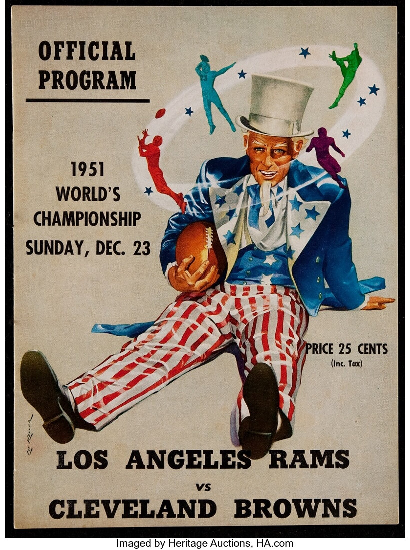 1951 NFL World Championship Los Angeles Rams vs. Cleveland Browns Original  Official Program