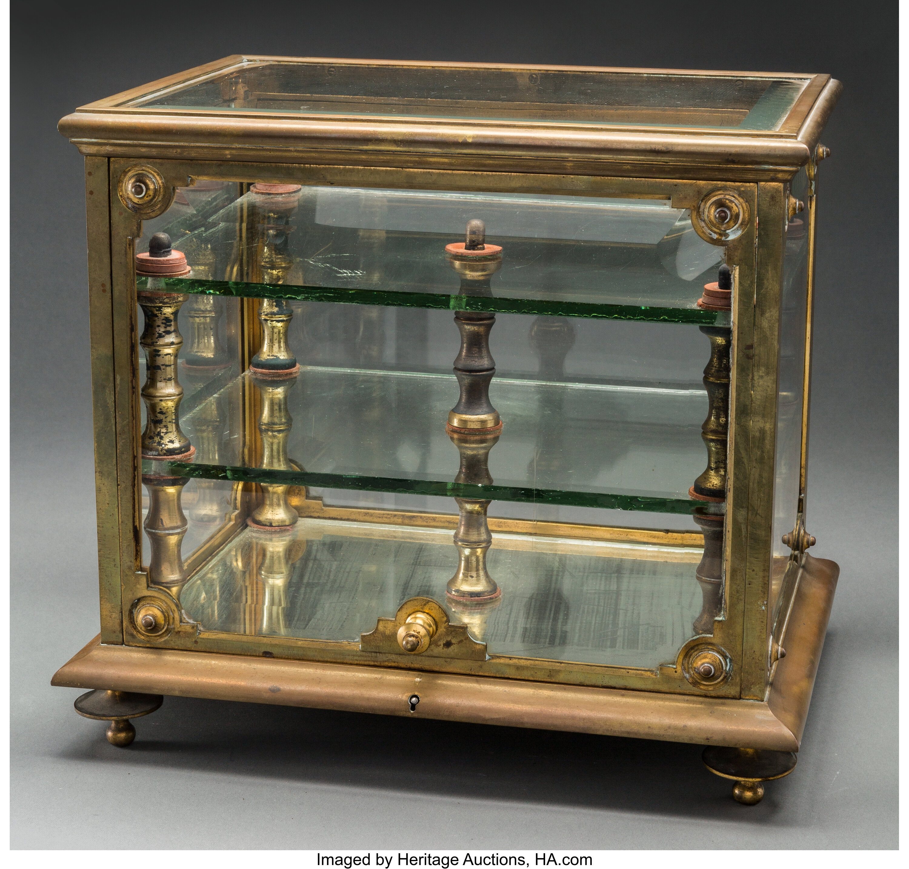 A Glass And Gilt Metal Mounted Cabinet 12 Inches High X 13 1 2