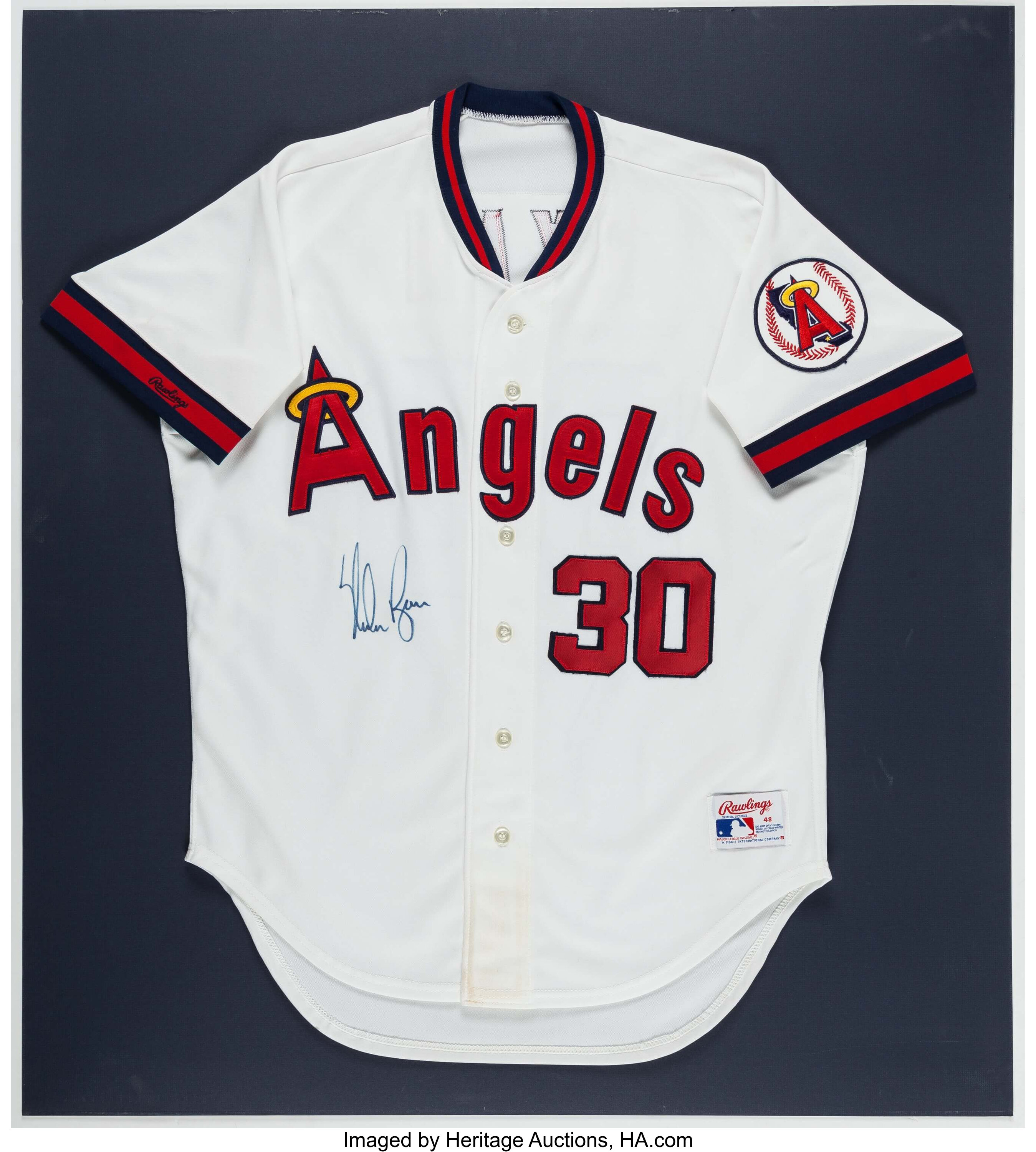 Nolan Ryan California Angels Autographed White Replica Jersey with HOF 99  Inscription