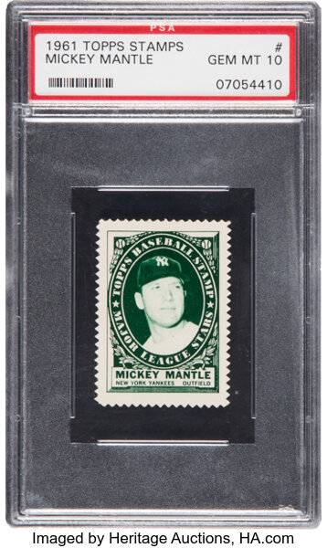 1961 Topps Stamps Mickey Mantle PSA Gem Mint 10 Baseball