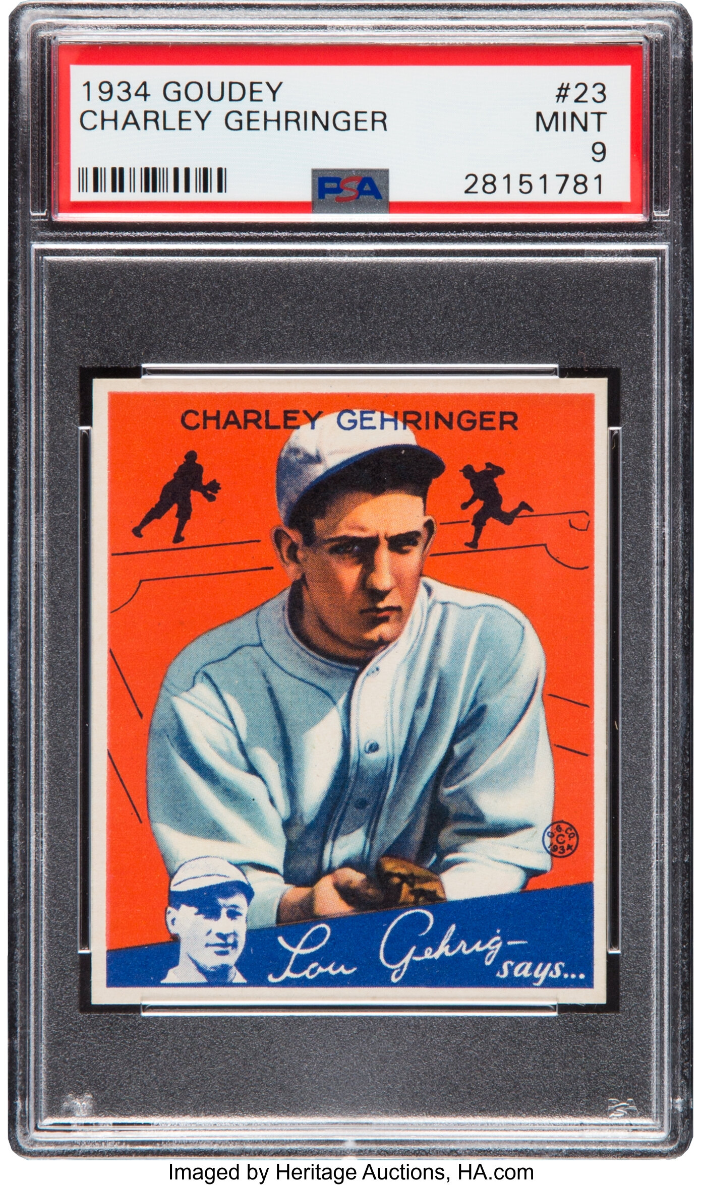 1934 Goudey Charley Gehringer #23 PSA Mint 9. Baseball Cards