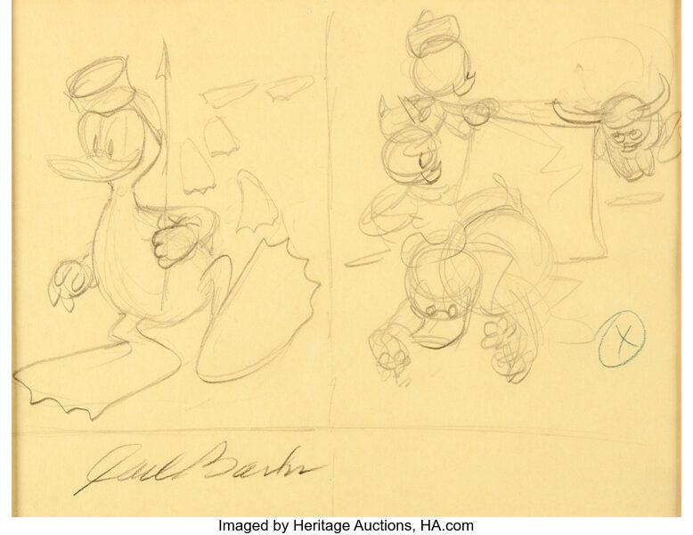 Carl Barks Donald Duck Gag Sketch Original Art Walt Lot