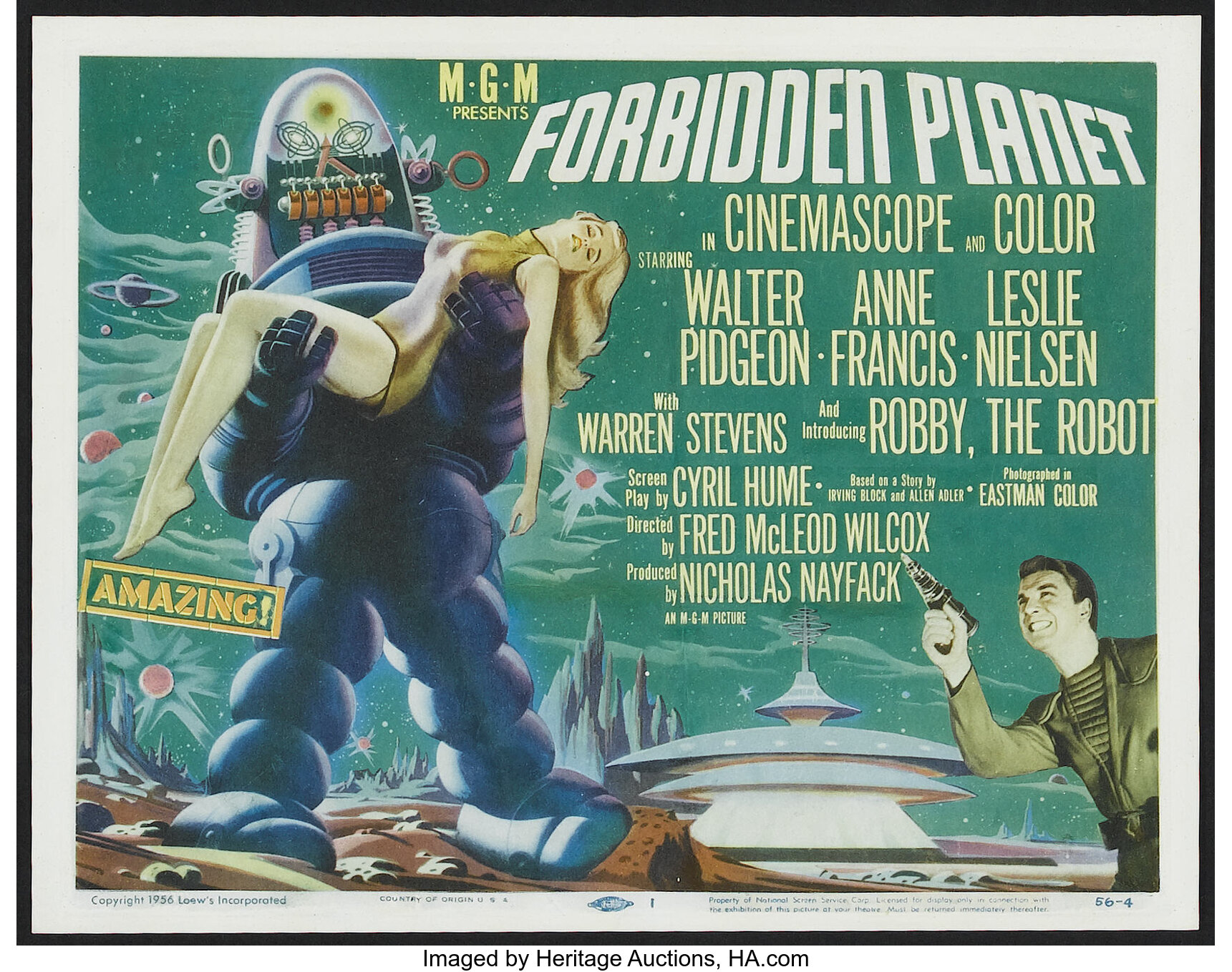 FORBIDDEN PLANET 1 1956 MGM film with Robby the Robot and Anne