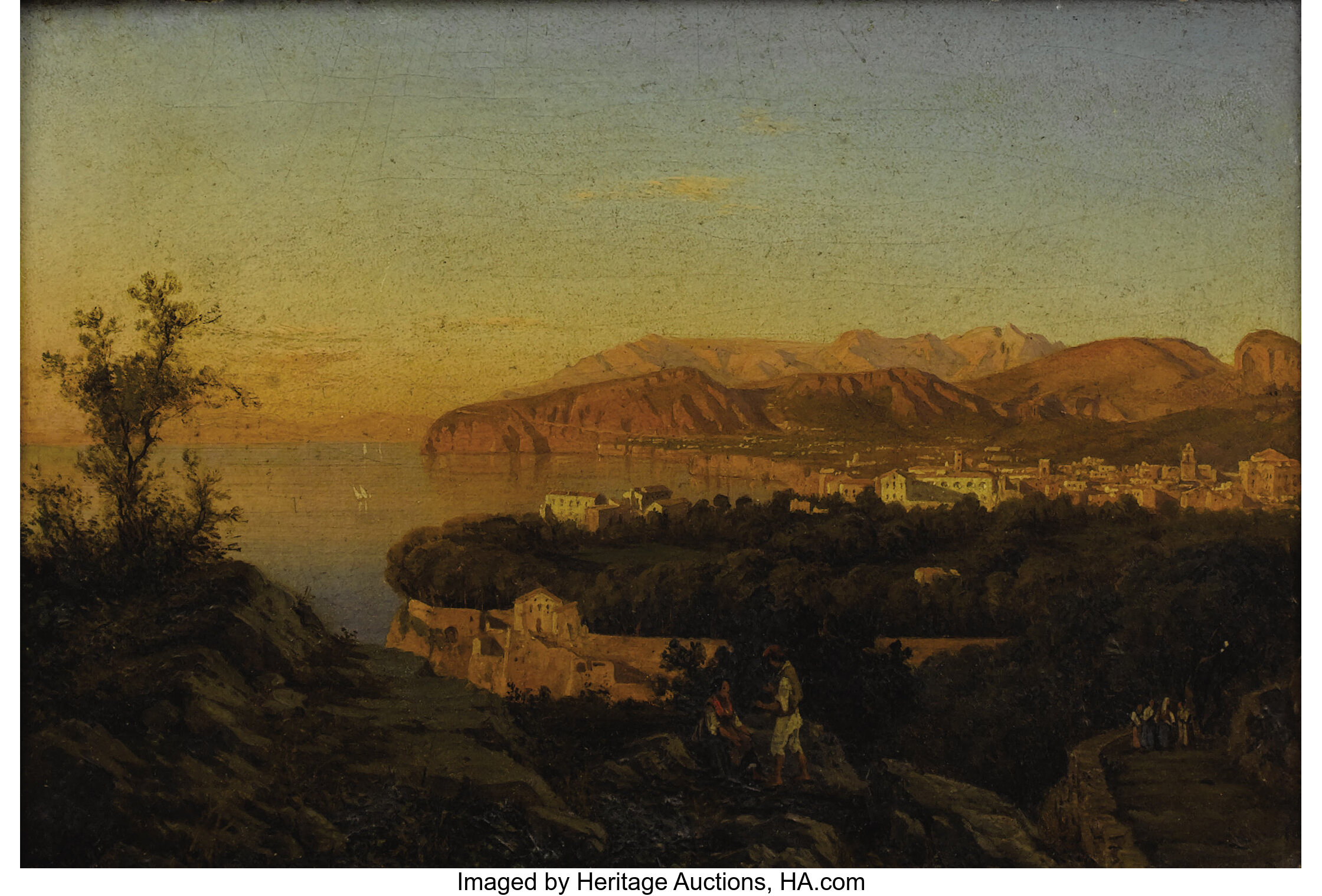 Giacinto Gigante Italian 1806 1876 Sorrento Panoramic View Oil