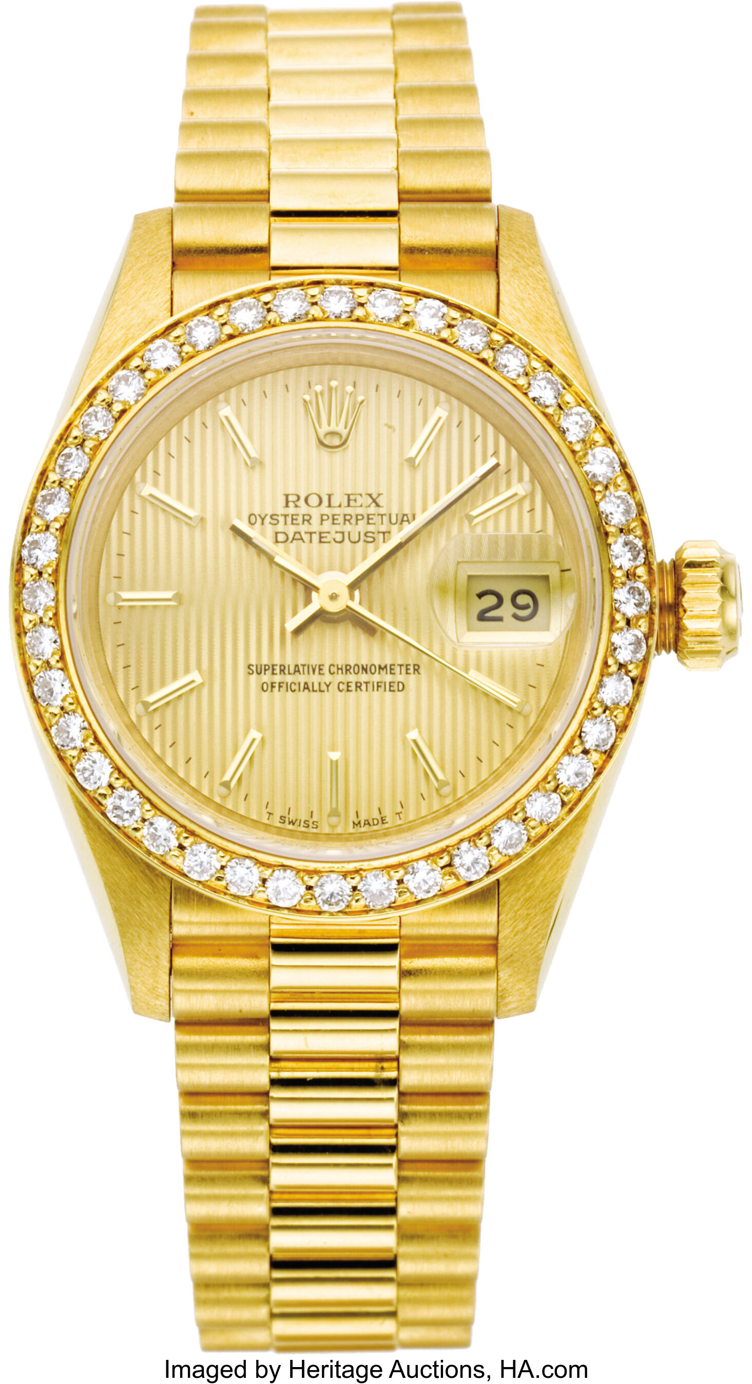 Rolex Lady's Diamond, Gold Oyster Perpetual Datejust Bracelet | Lot