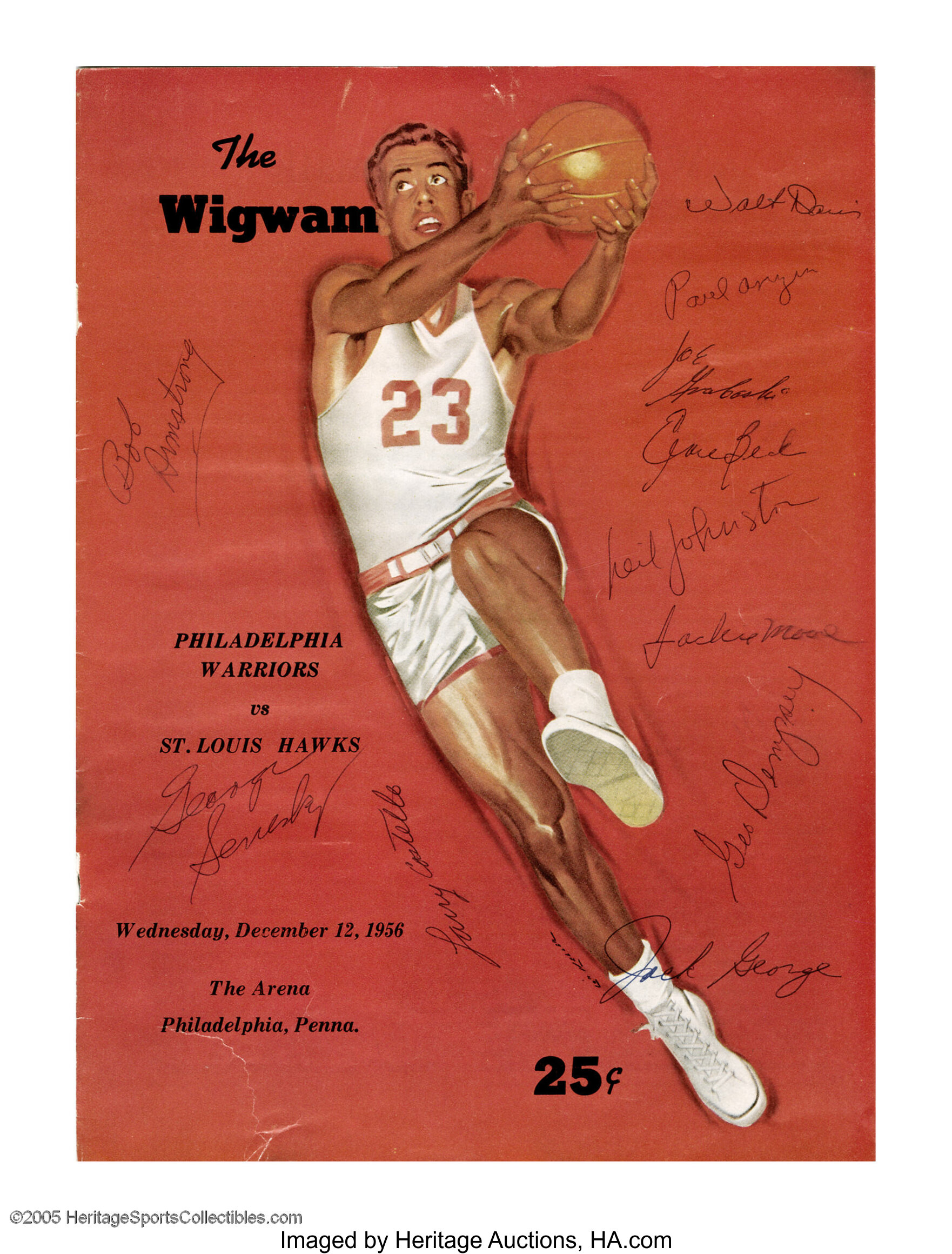 Feb 9 1956 NBA Program St. Louis Hawks at Philadelphia Warriors VGEX