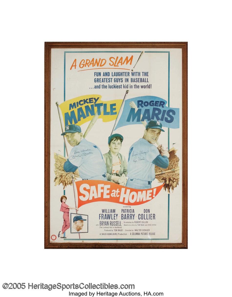 1962 Mickey Mantle Roger Maris Safe at Home Movie Poster tin sign