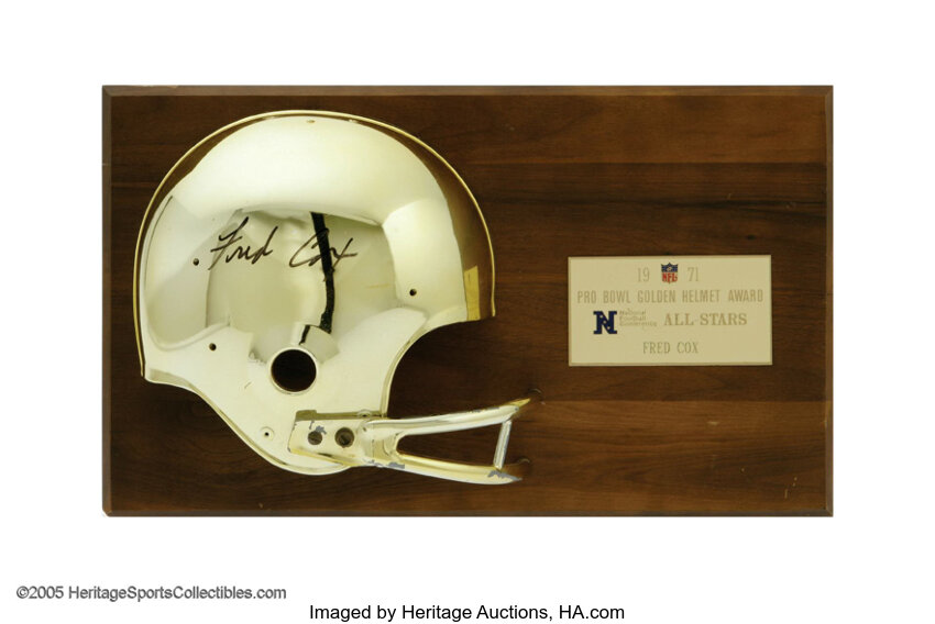 1971 Fred Cox Pro Bowl Golden Helmet Award. Eleven times the