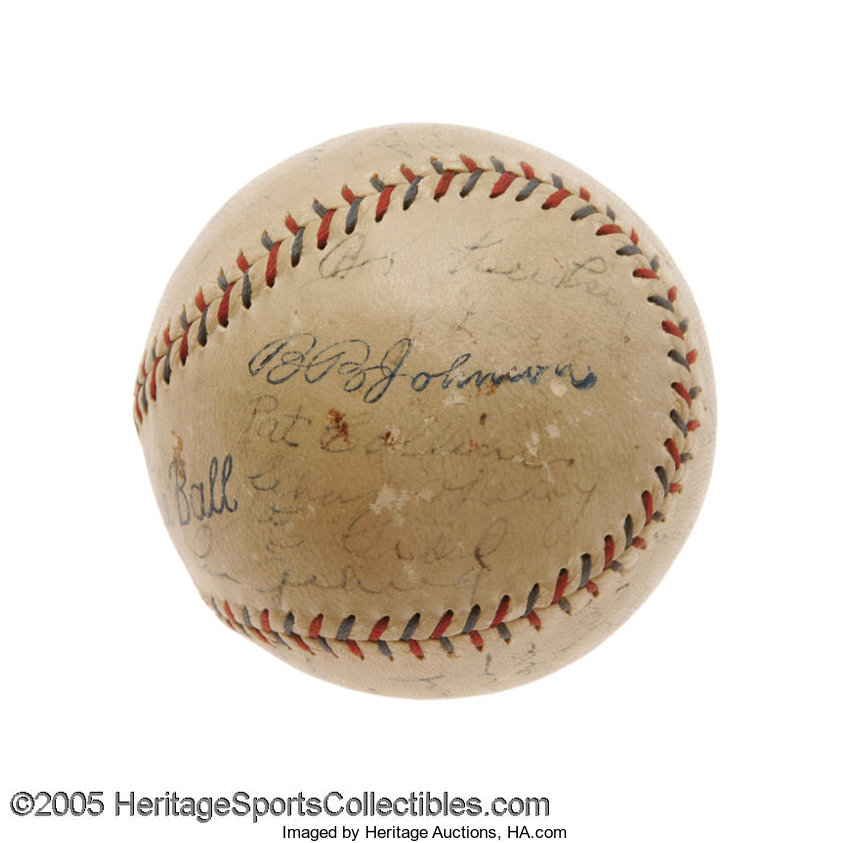 1927 New York Yankees Team Signed Baseball. Autographs