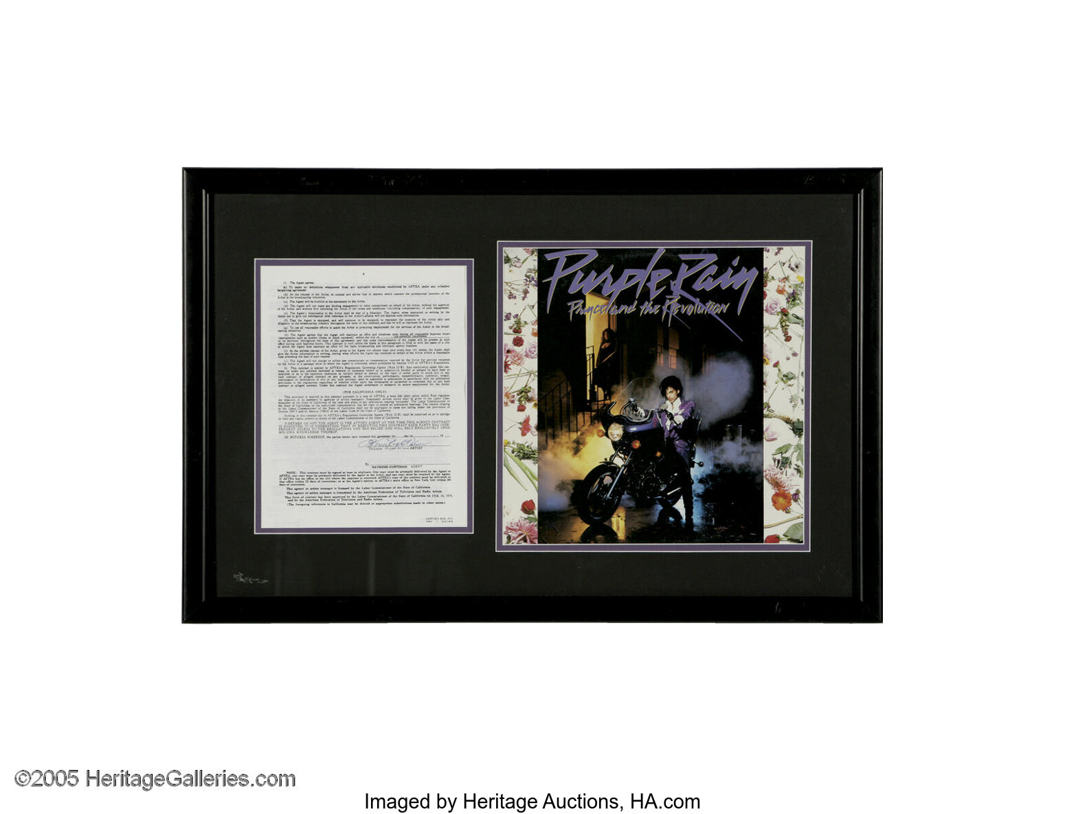 Prince Rogers Nelson Signed Contract Matted Ensemble. "An enigma