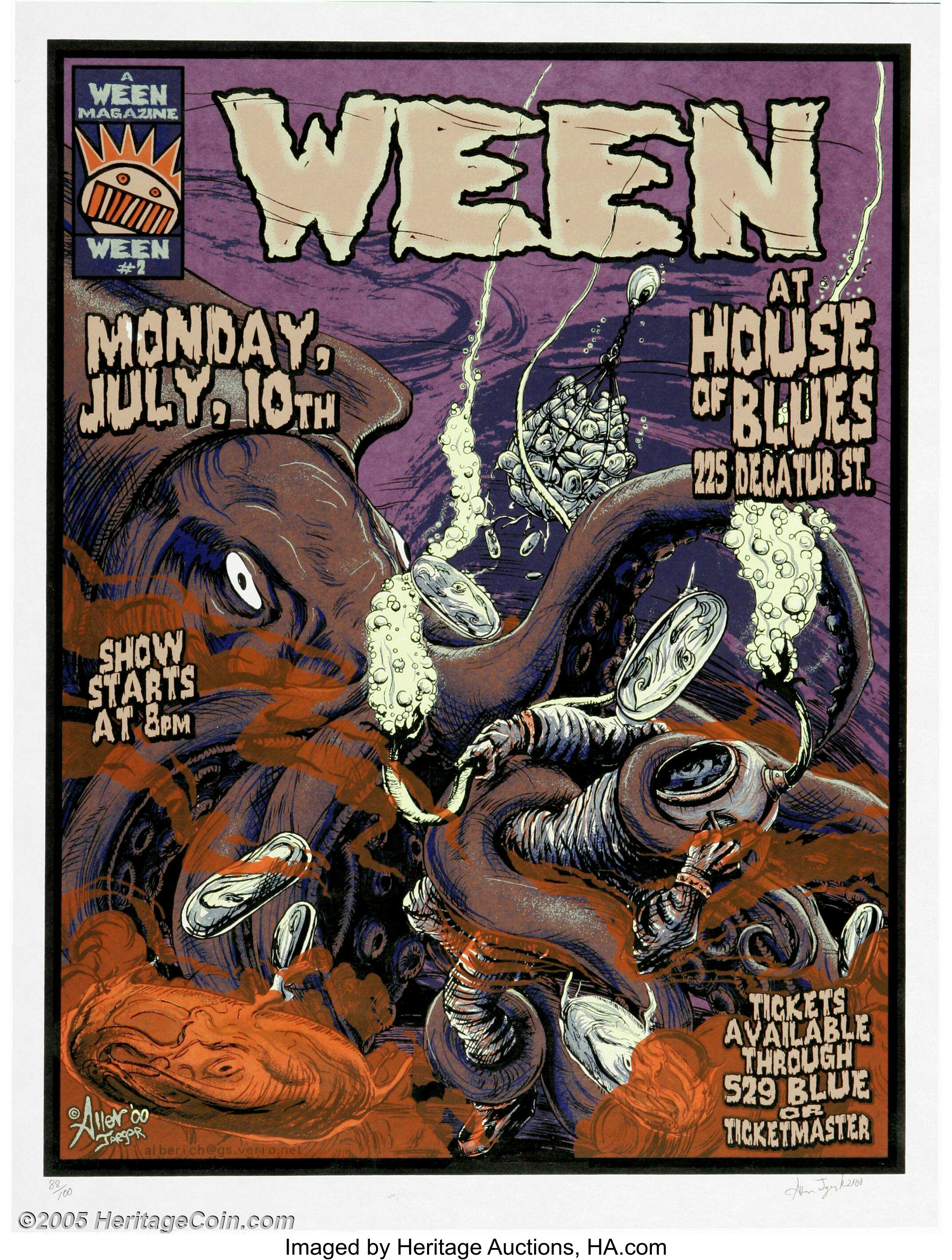 Allen Jaeger - Ween Concert Artist Signed Poster, 88/100 (2000) | Lot ...