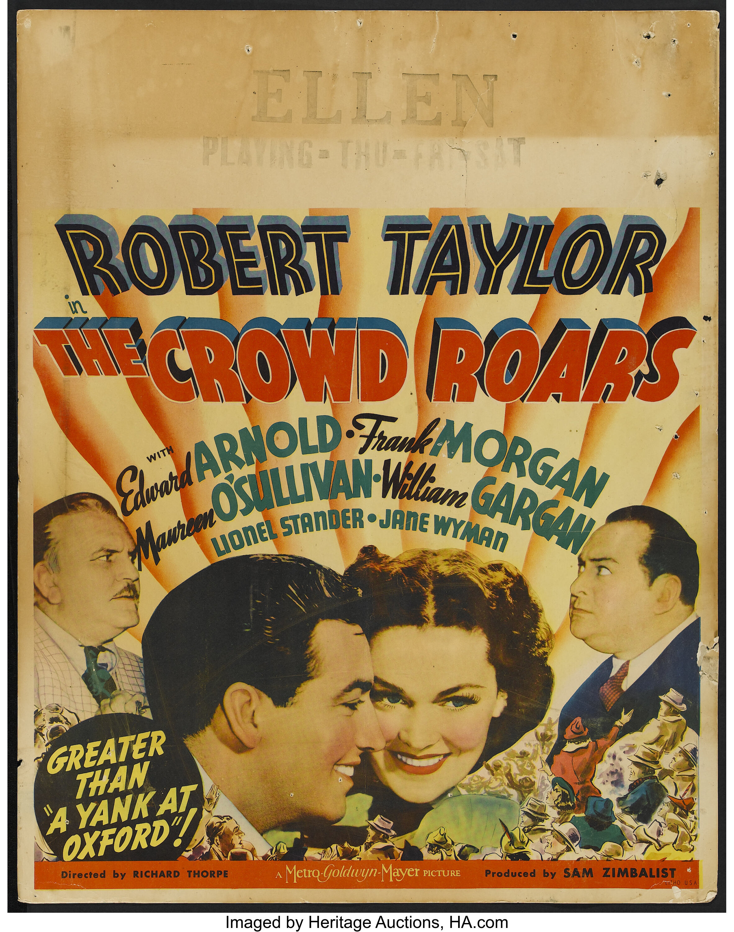 The Crowd Roars (MGM, 1938). Jumbo Window Card (22