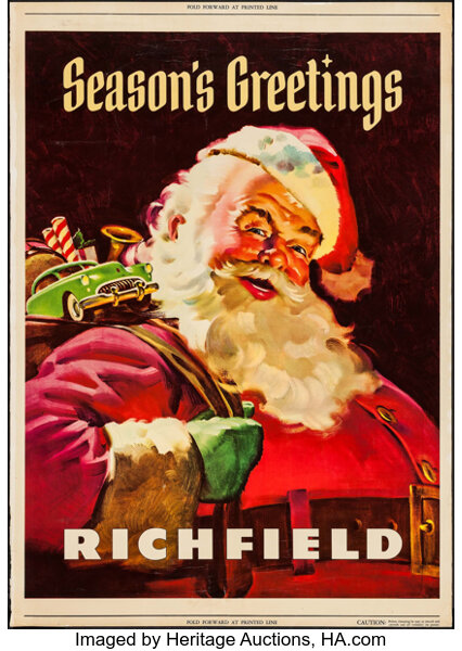 Seasons Greetings From Richfield C 1950s Poster 34 X