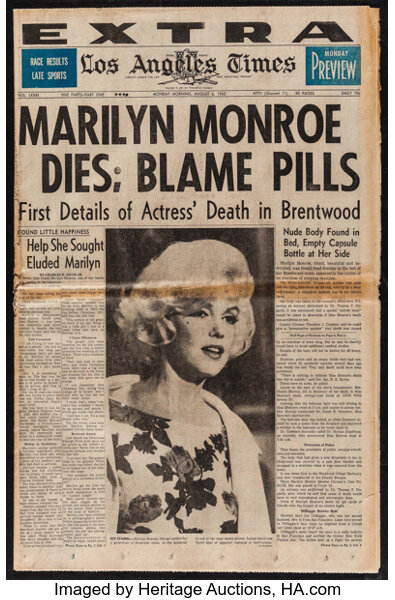 From the Archives: Marilyn Monroe Dies; Pills Blamed - Los Angeles Times