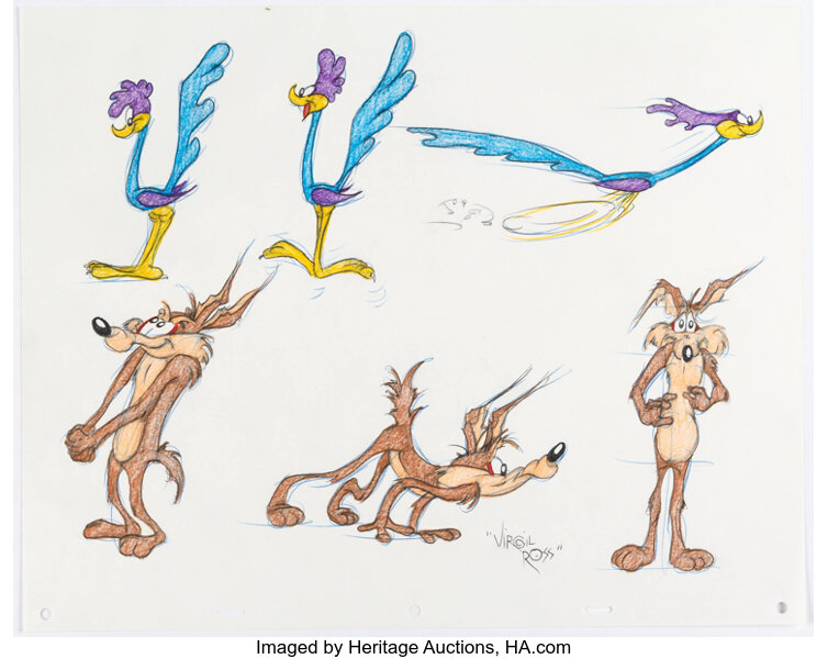 Original Warner Brothers Virgil Ross Model Sheet Animation Drawing fea –