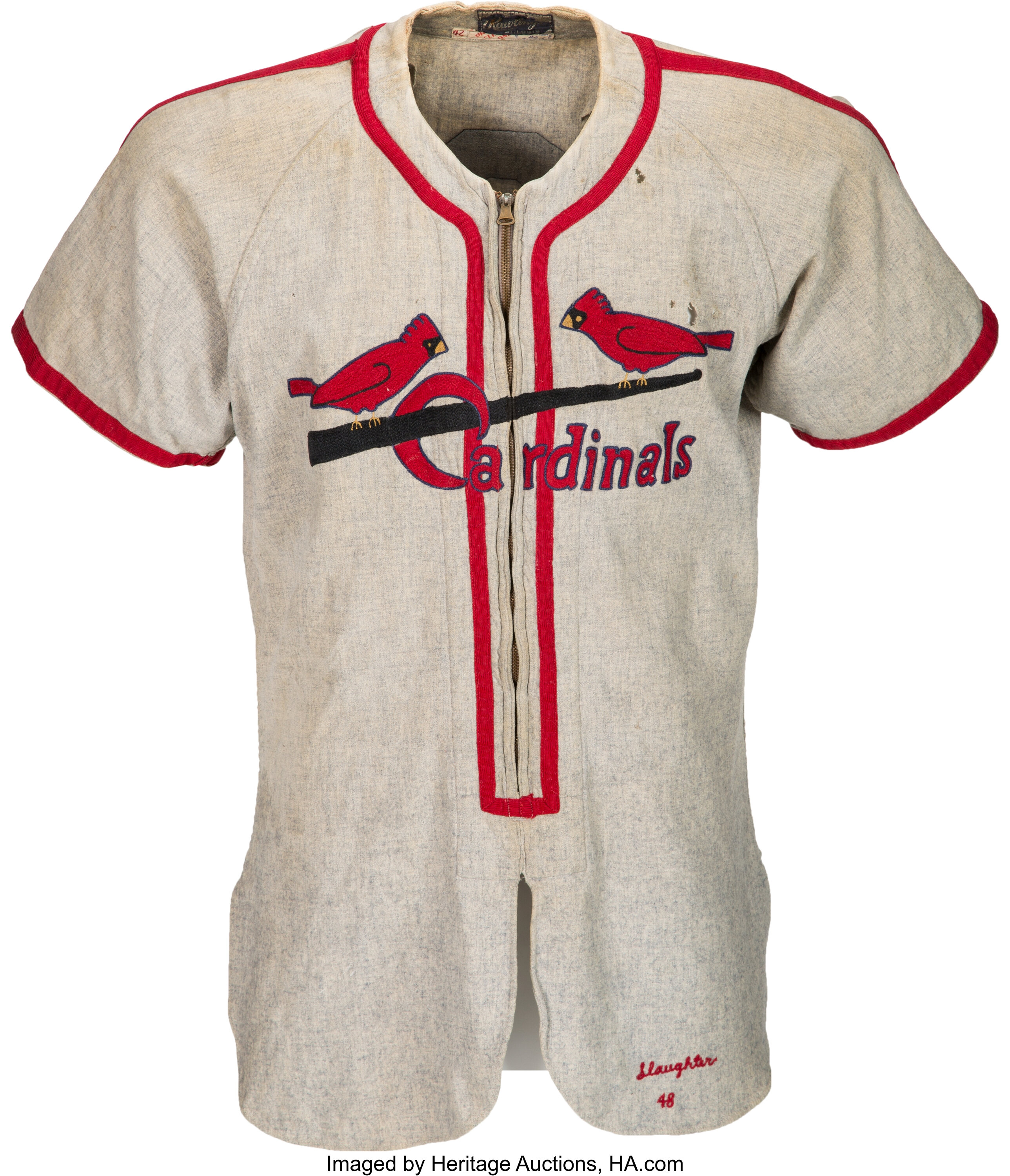 1948 Enos Slaughter Game Worn St. Louis Cardinals Jersey., Lot #80078