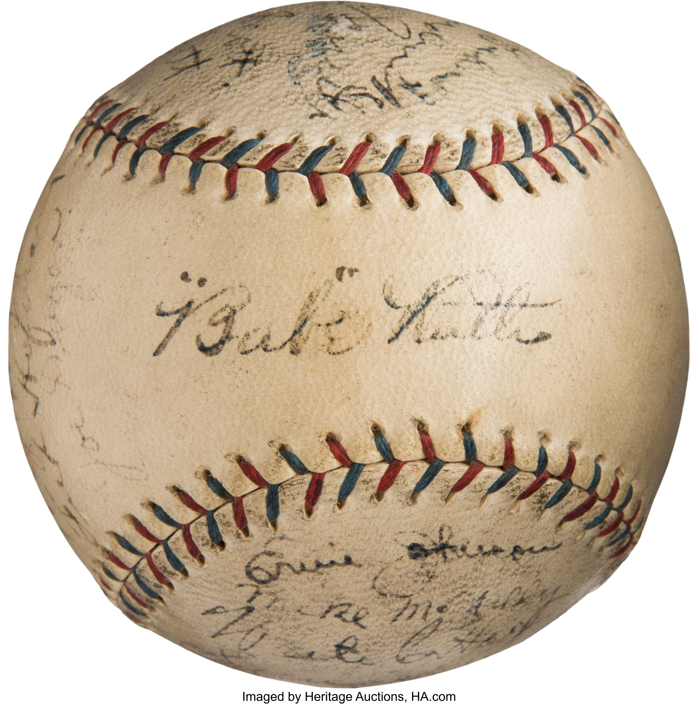 Babe Ruth & Lou Gehrig 1928 Yankees World Series Champs Team Signed  Baseball PSA