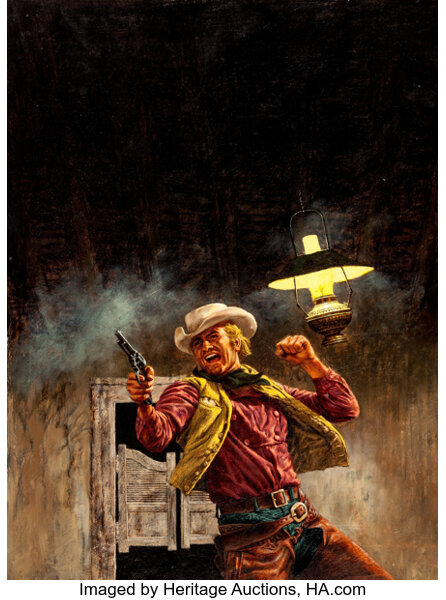 Branded Western Paperback Novel Cover Painting Original Art c