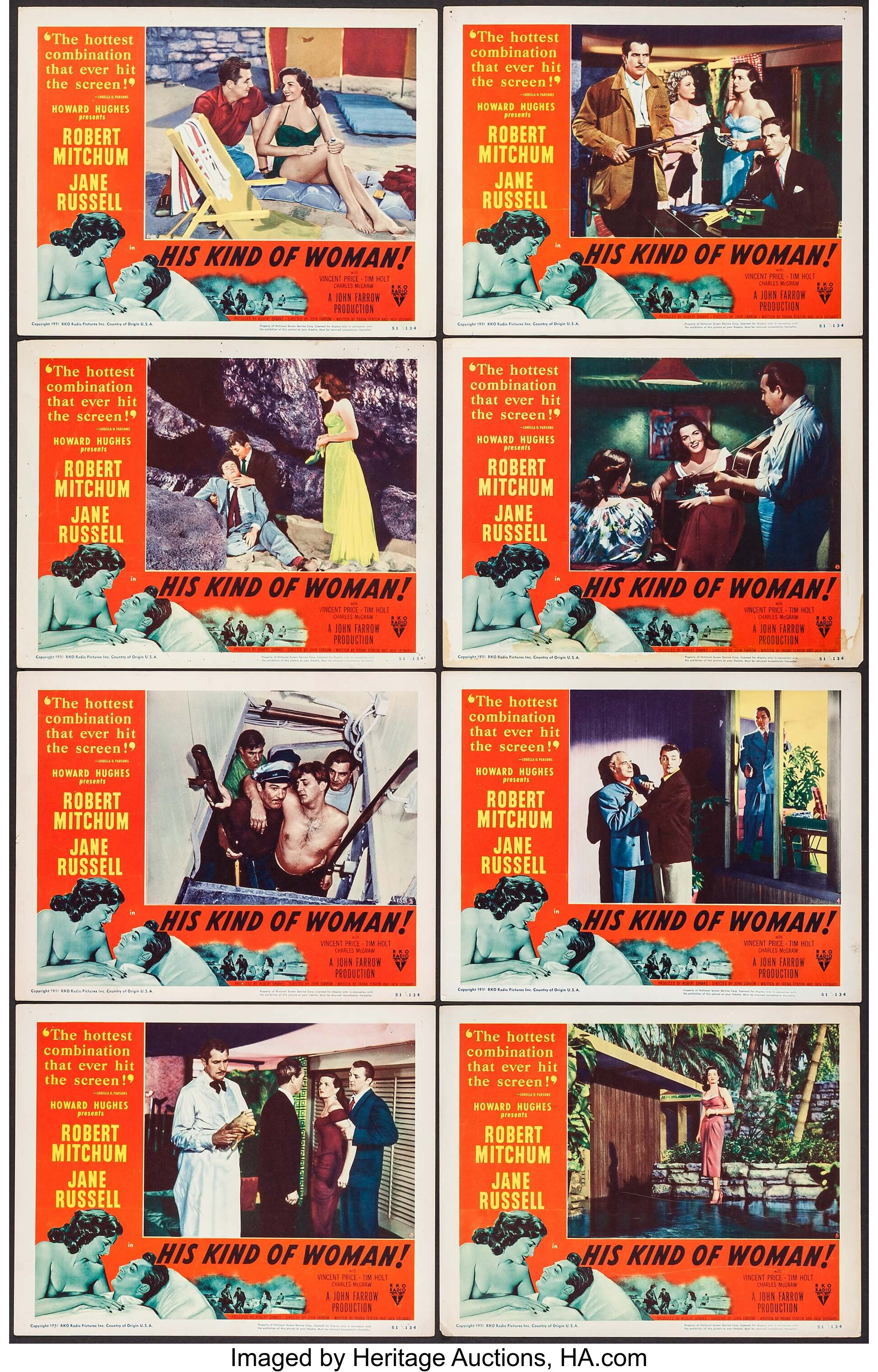 His Kind Of Woman Rko 1951 Lobby Card Set Of 8 11 X 14 Lot 51183 Heritage Auctions 4487