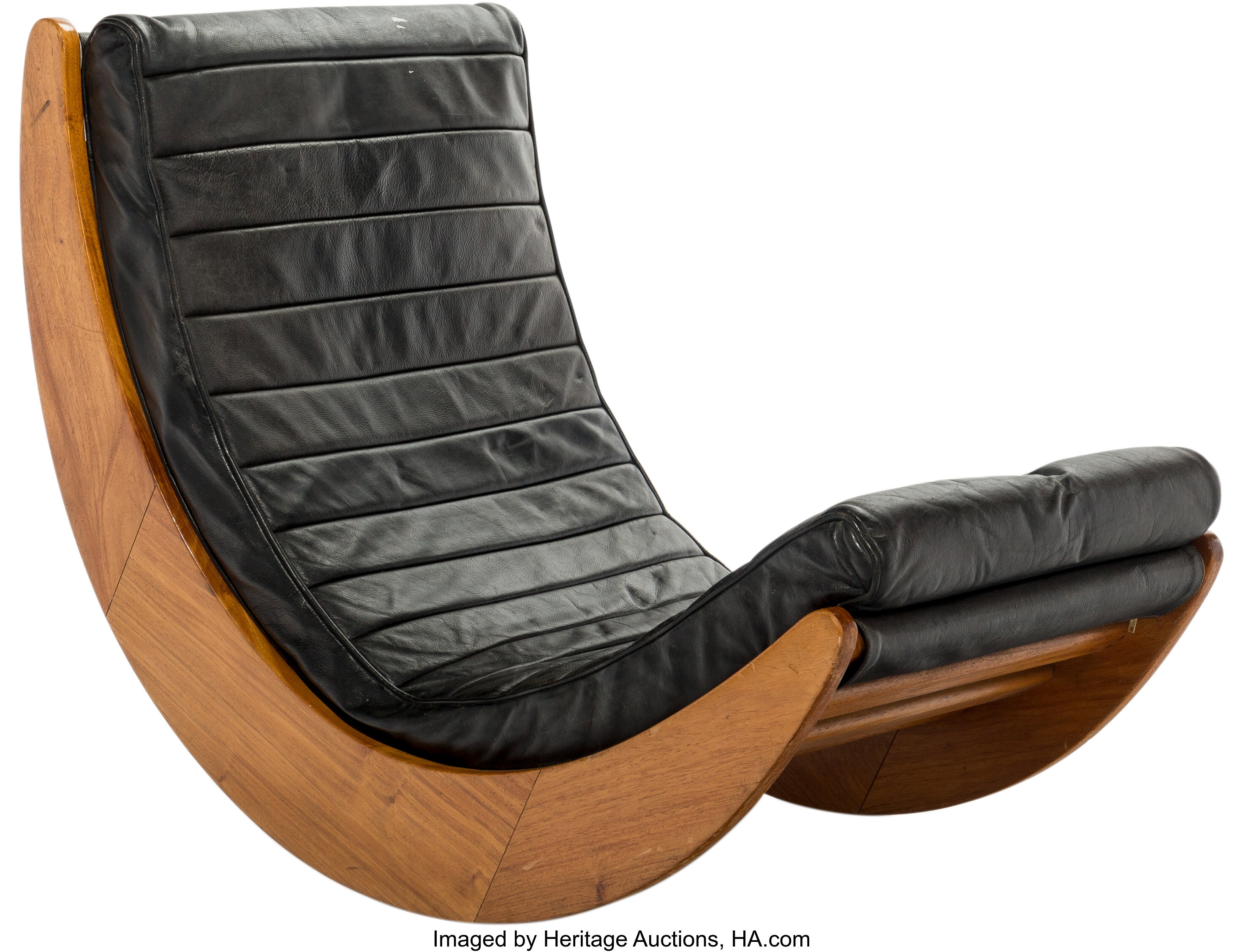 A Verner Panton for Rosenthal Relaxer Oak and Black Leather