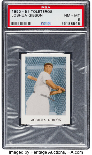 1950-51 Toleteros Joshua Gibson PSA NM-MT 8..  Baseball Cards, Lot  #80023