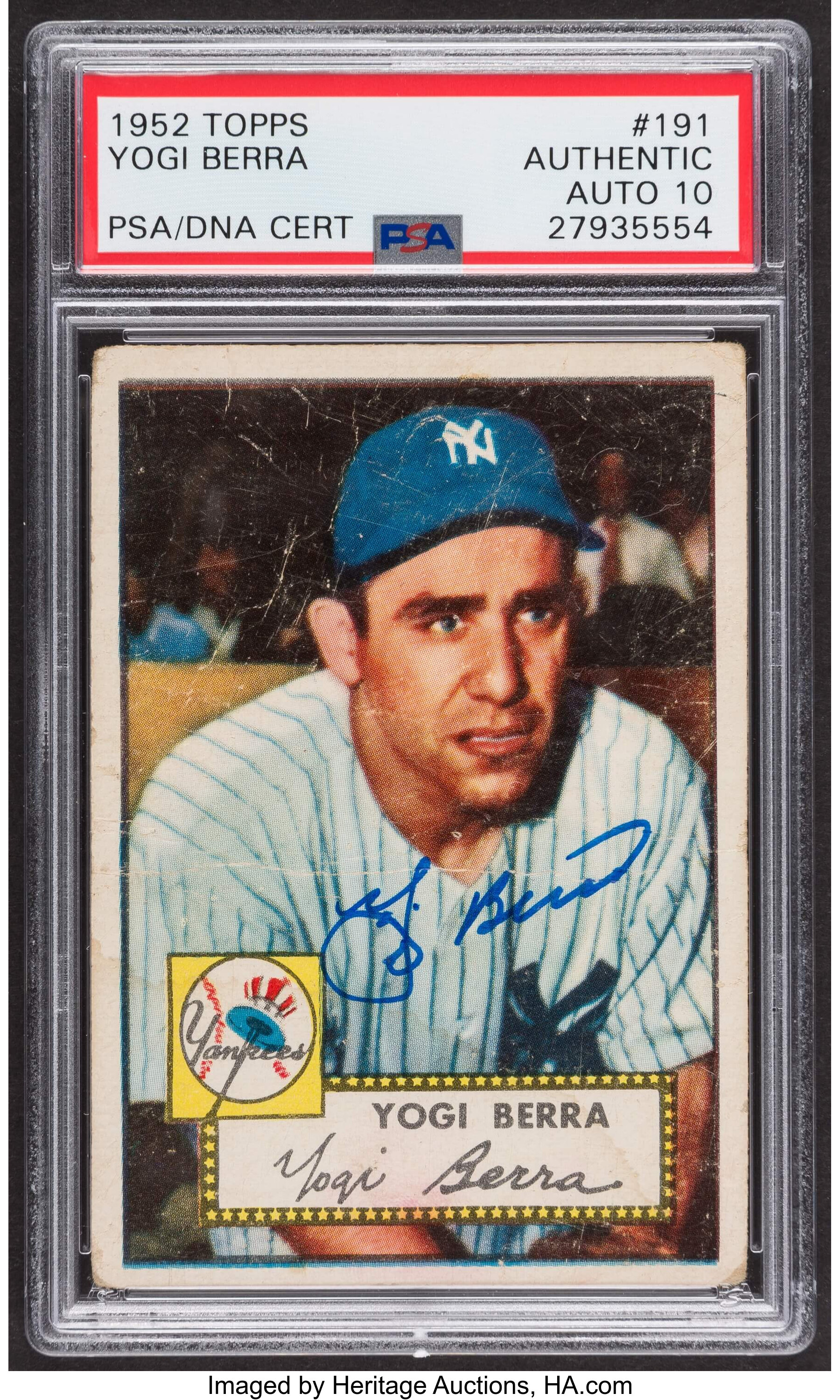 1952 Topps Yogi Berra Signed Autographed Baseball Card PSA DNA 10 Auto