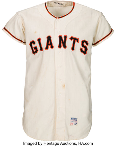 Lot Detail - 1968 WILLIE MAYS SAN FRANCISCO GIANTS GAME WORN HOME JERSEY  WITH TEAM DOCUMENTATION (MEARS A9.5)