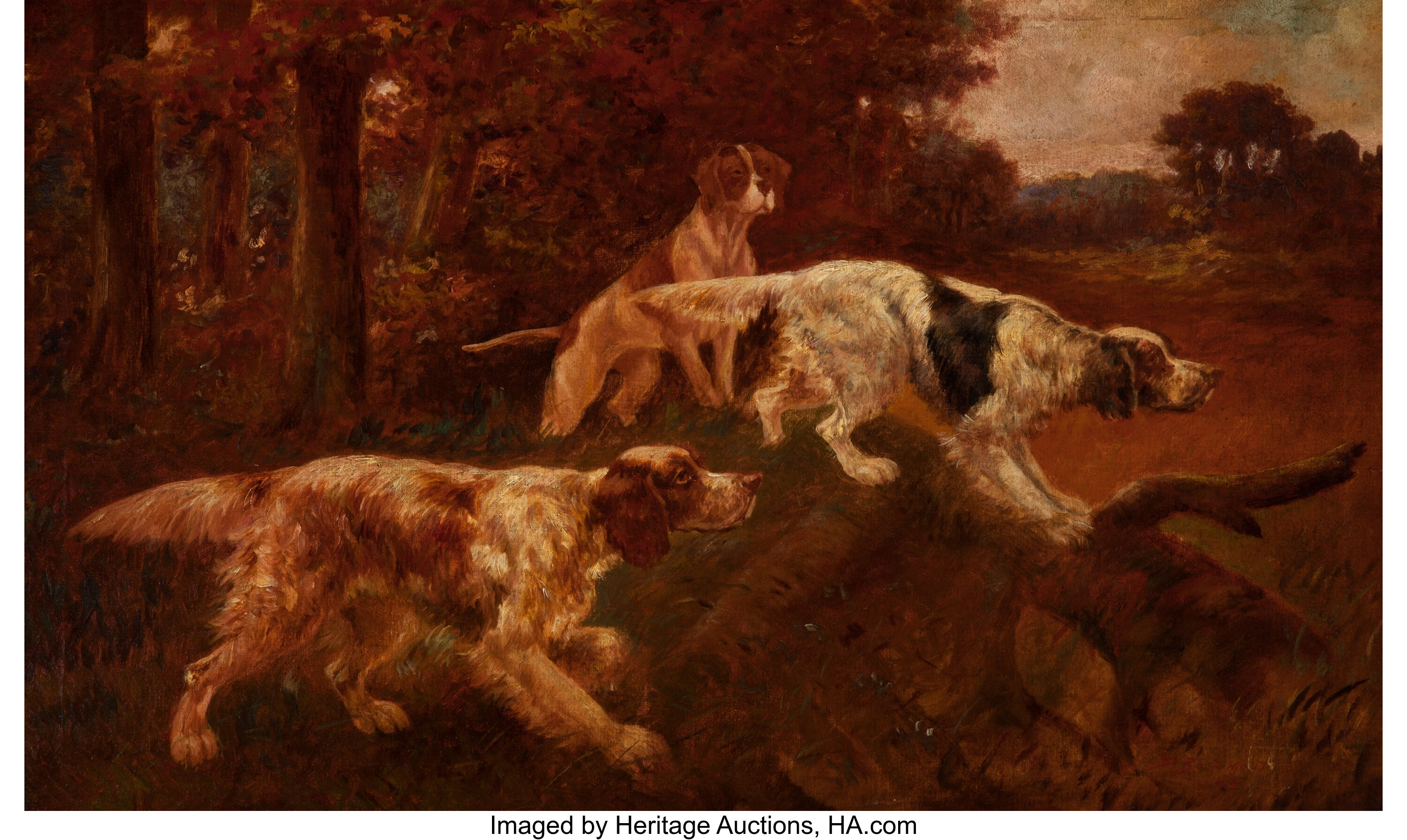 Thomas Dalton Beaumont (American, 1867-1930). Three Hunting Dogs. | Lot ...