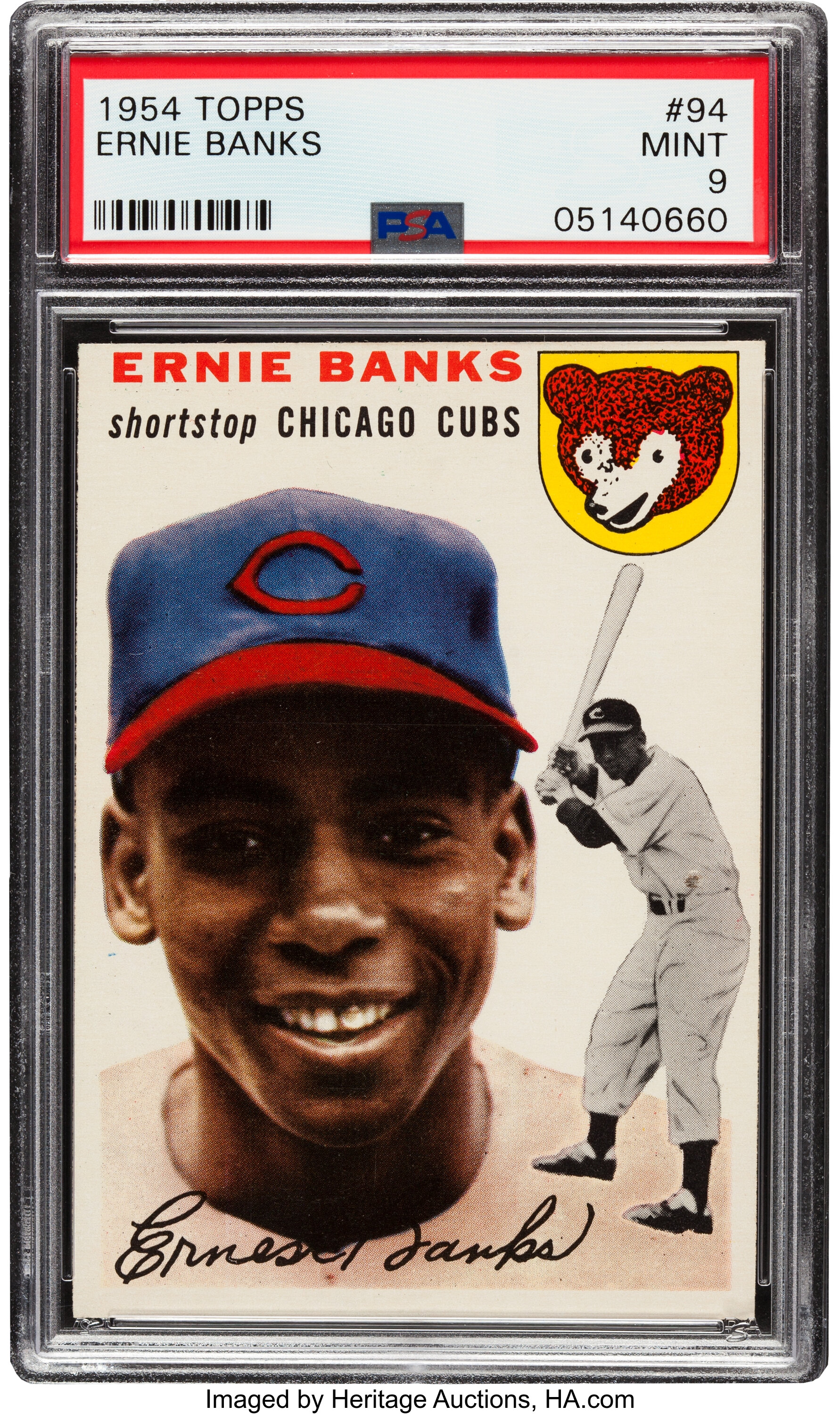 Ernie Banks Signed 1954 Topps #94 Rookie Baseball Card PSA