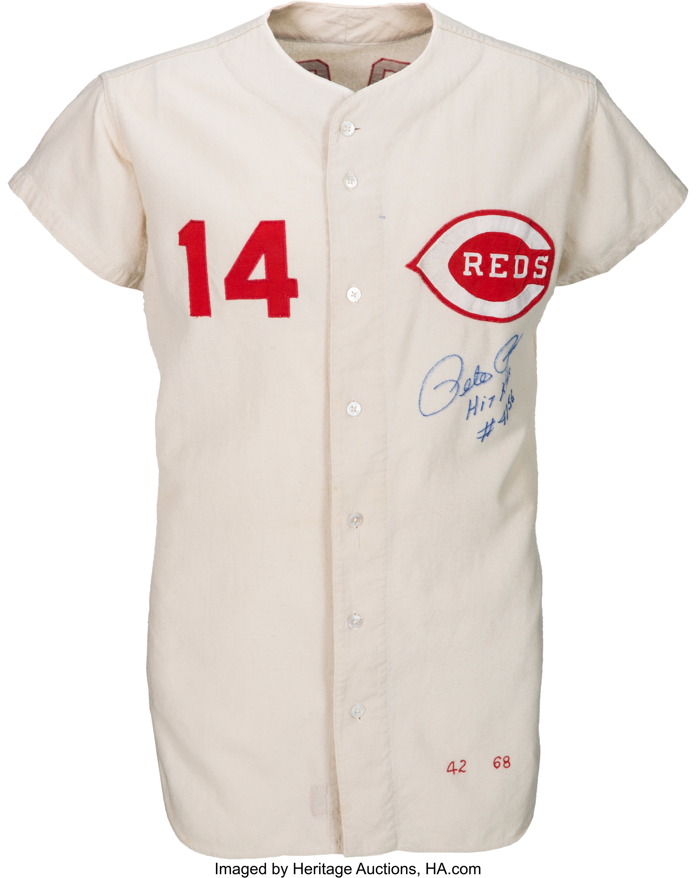 Pete Rose Hit King Autographed Embroidered Cincinnati Reds