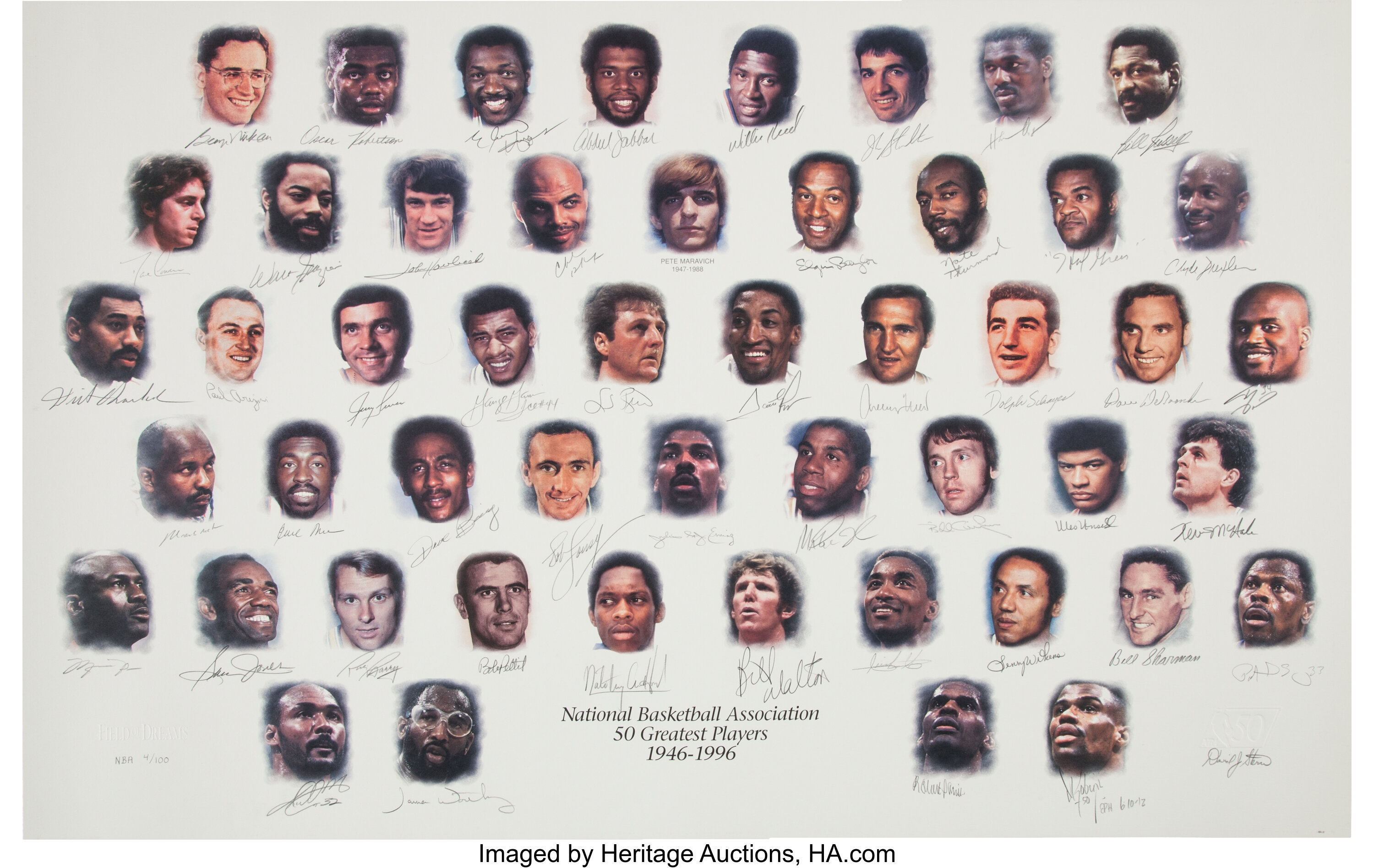 1996 Nba S 50 Greatest Players Signed Lithograph Basketball Lot 80105 Heritage Auctions