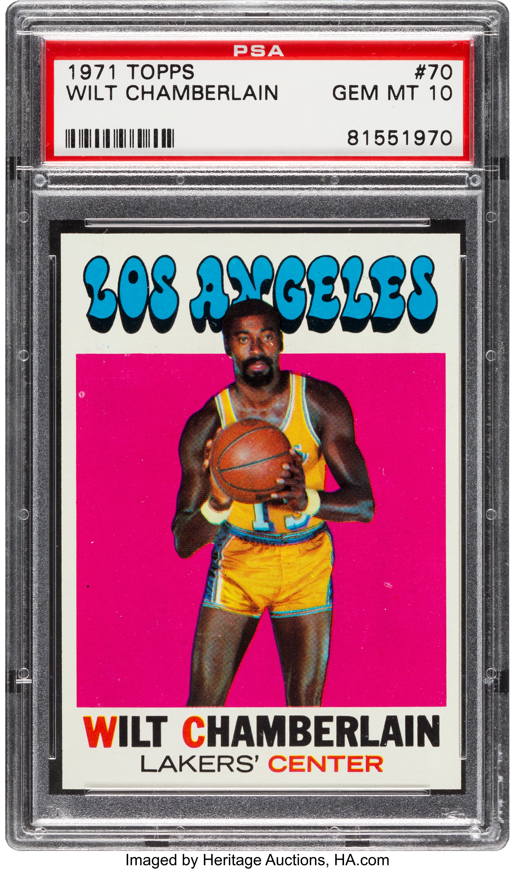 1971 Topps Wilt Chamberlain 70 Psa Gem Mint 10 Pop One Lot 80224 Heritage Auctions