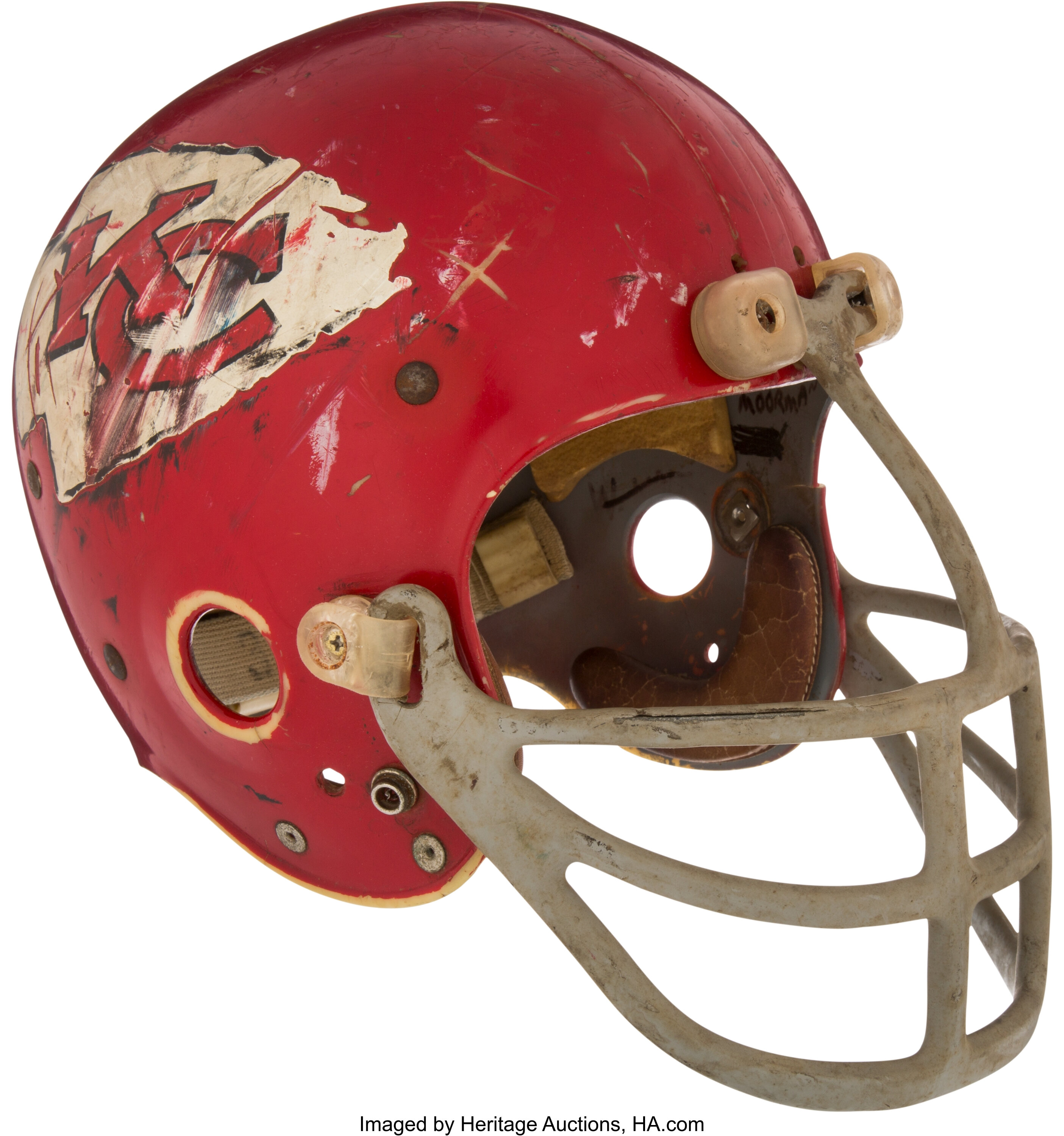 1970-71 Mo Moorman Game Worn Kansas City Chiefs Helmet. Football, Lot  #80546