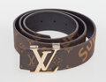 used LOUIS VUITTON x Supreme Used Belt Monogram Brown Leather Spain MP016  japan