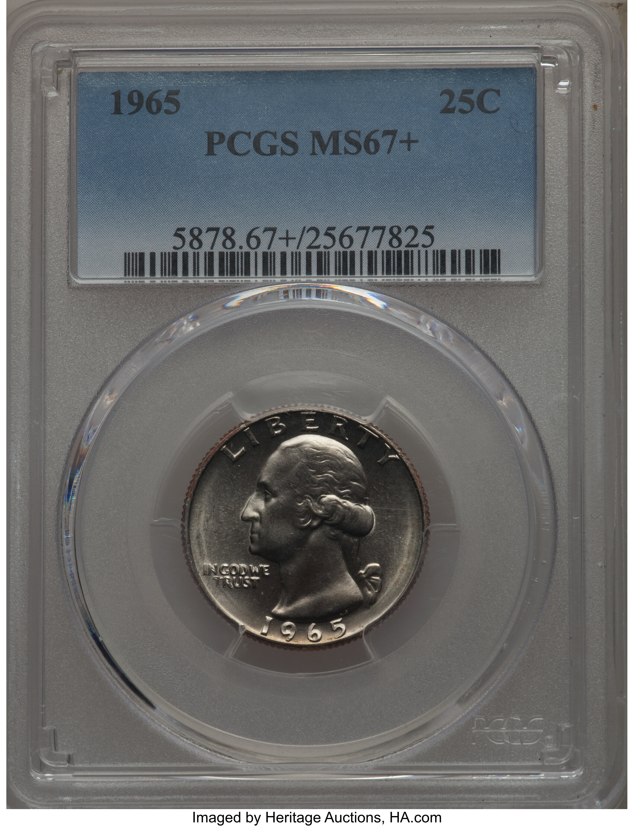 1965 25C MS67+ PCGS. Washington Quarters, Lot #3663