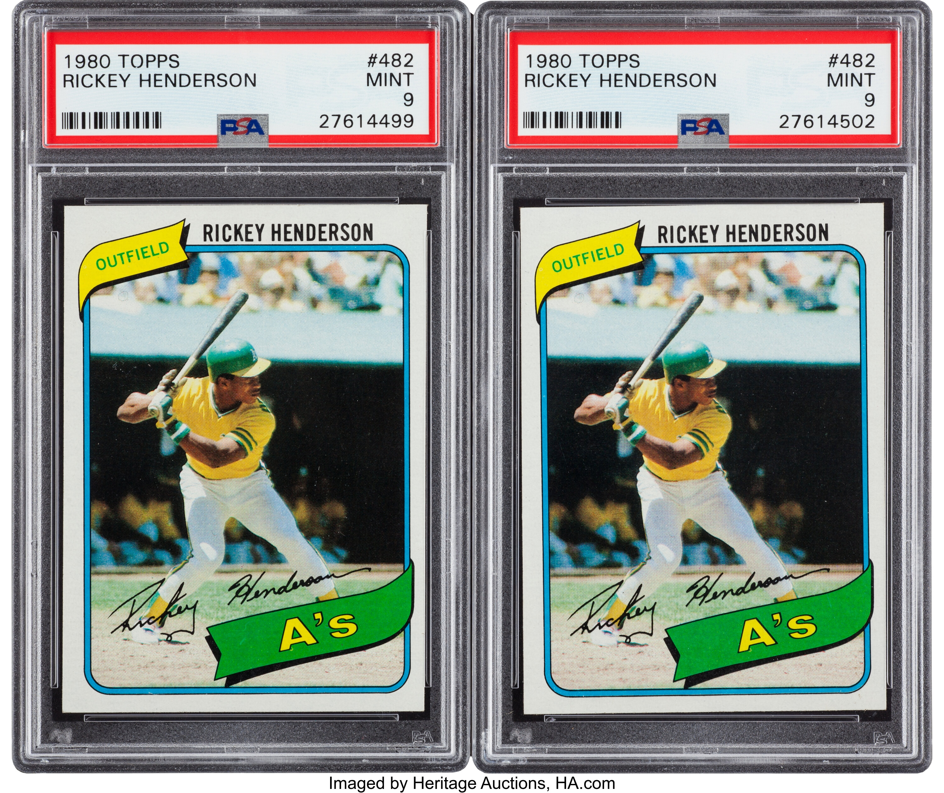 1980 Topps Rickey Henderson #482 PSA Mint 9 Pair. Baseball Cards, Lot  #80369