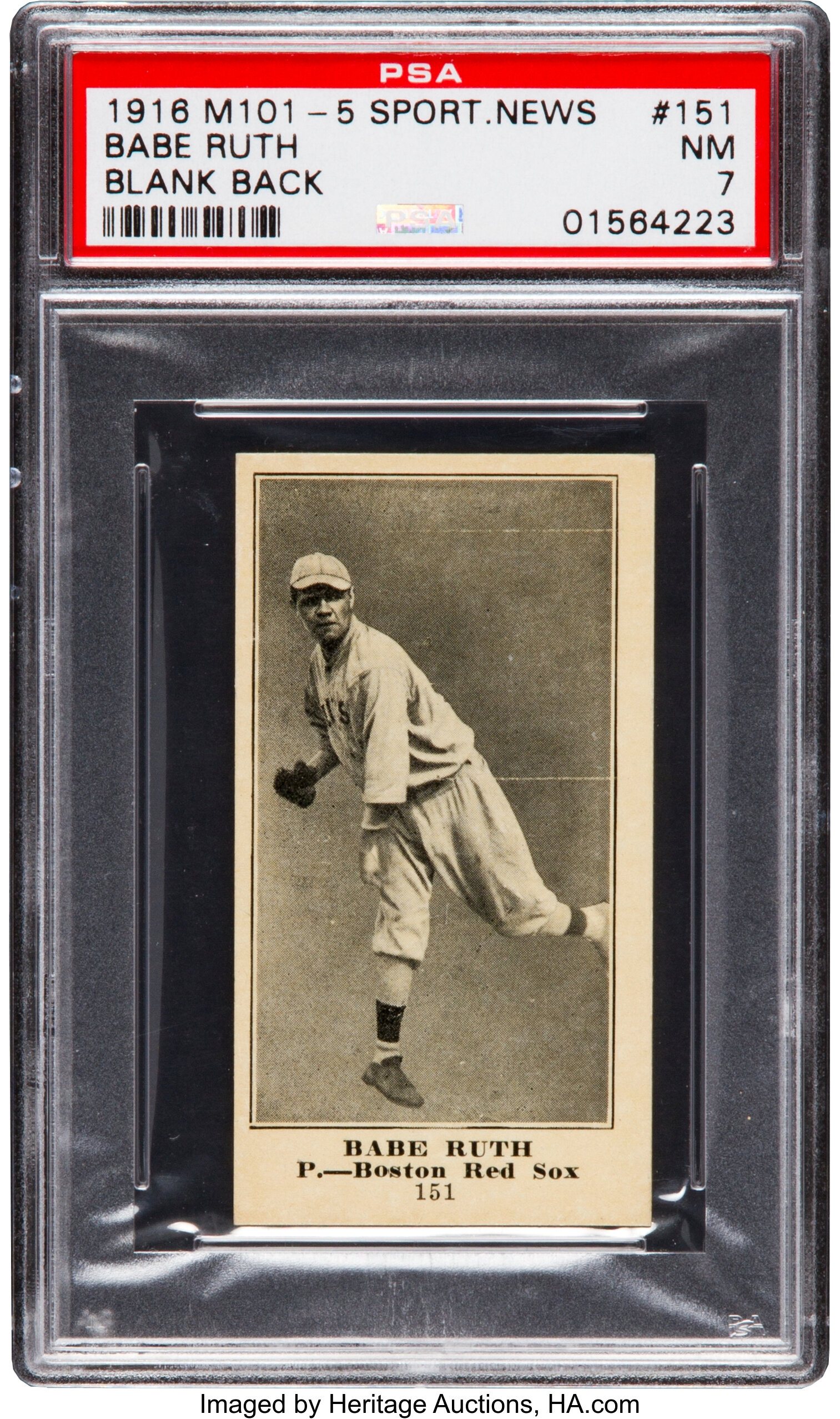 1916 M101-5 Blank Back (Sporting News) Babe Ruth Rookie #151 PSA NM, Lot  #80227