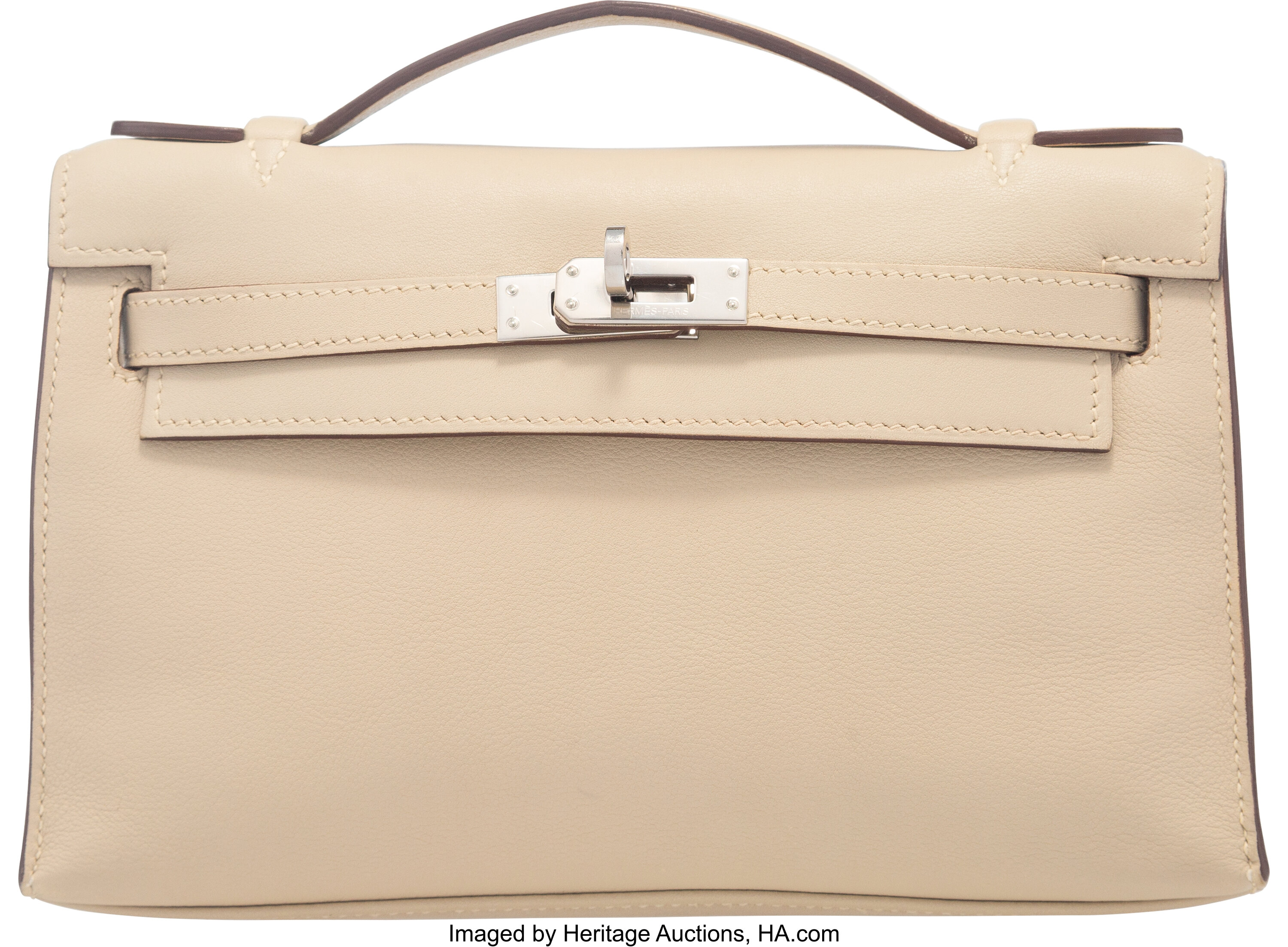 Parchemin leather and palladium hardware handbag, Kelly Danse, Hermès, 2007, Hermès Handbags & Accessories Online, Jewellery